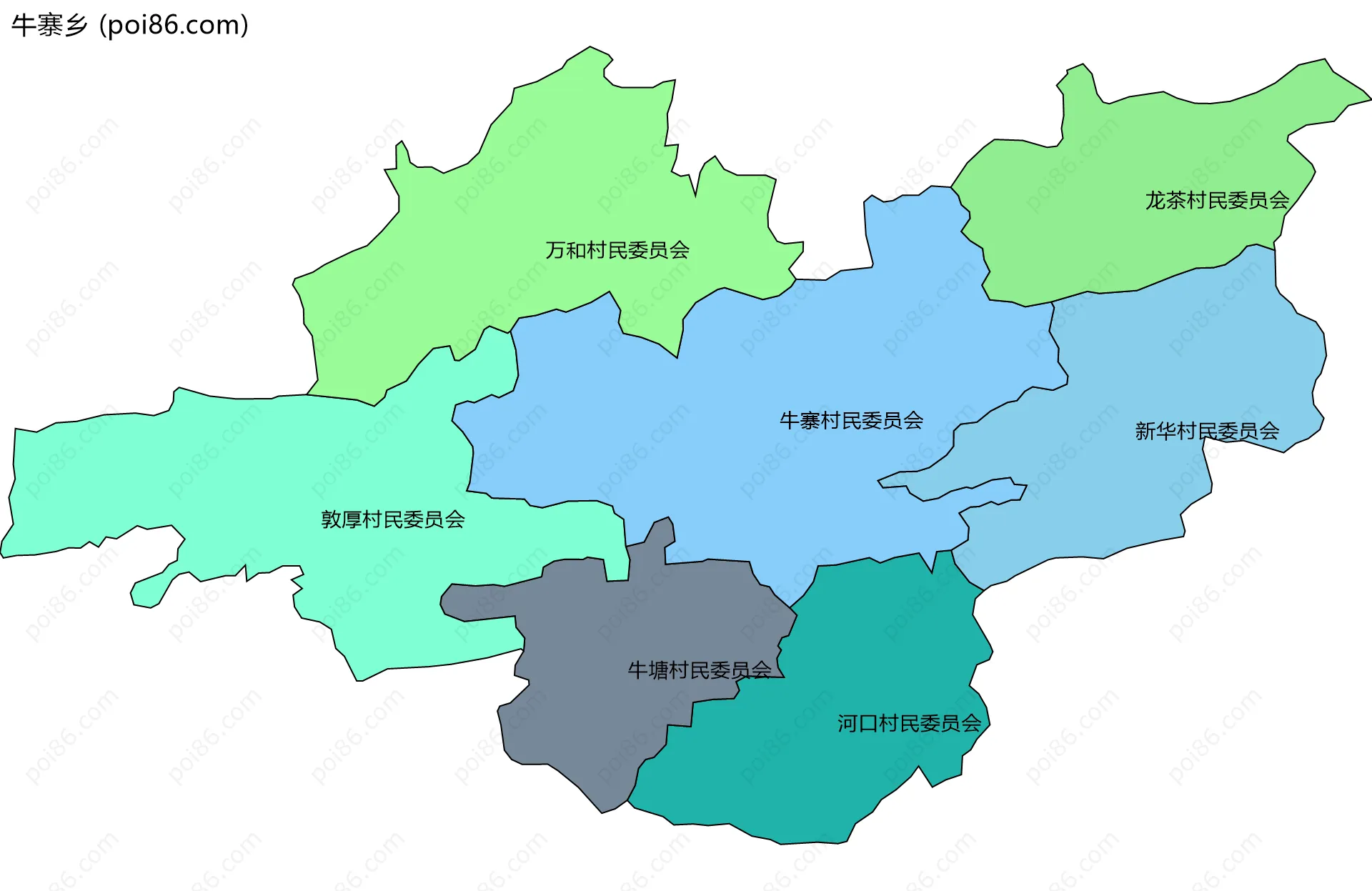 牛寨乡边界地图(五级行政区划)