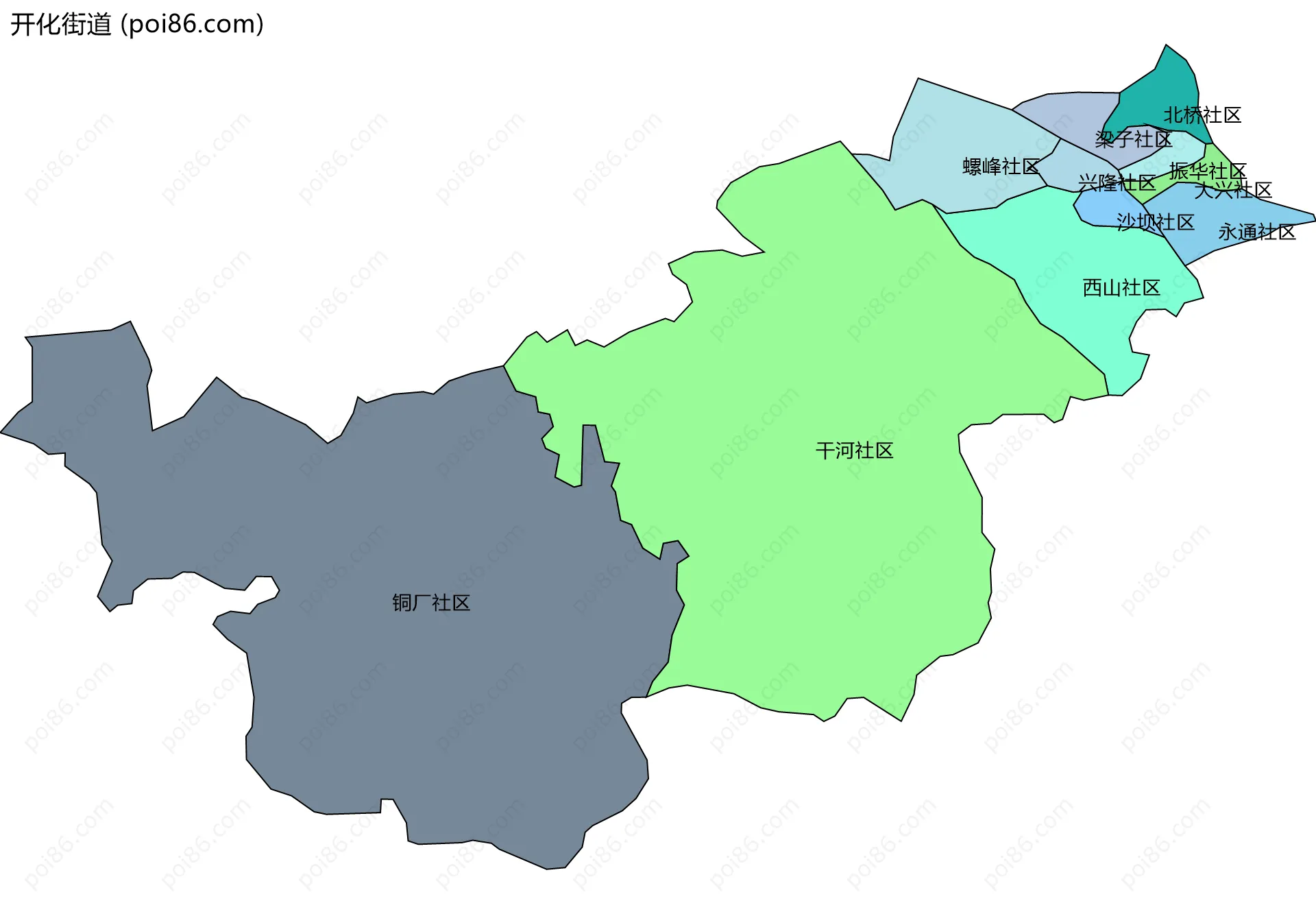 开化街道边界地图(五级行政区划)
