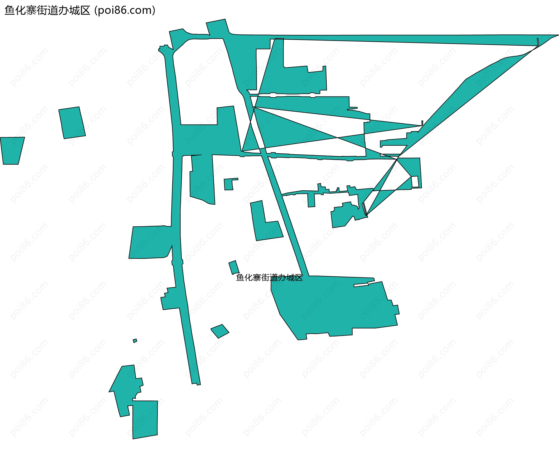 鱼化寨街道办城区边界地图