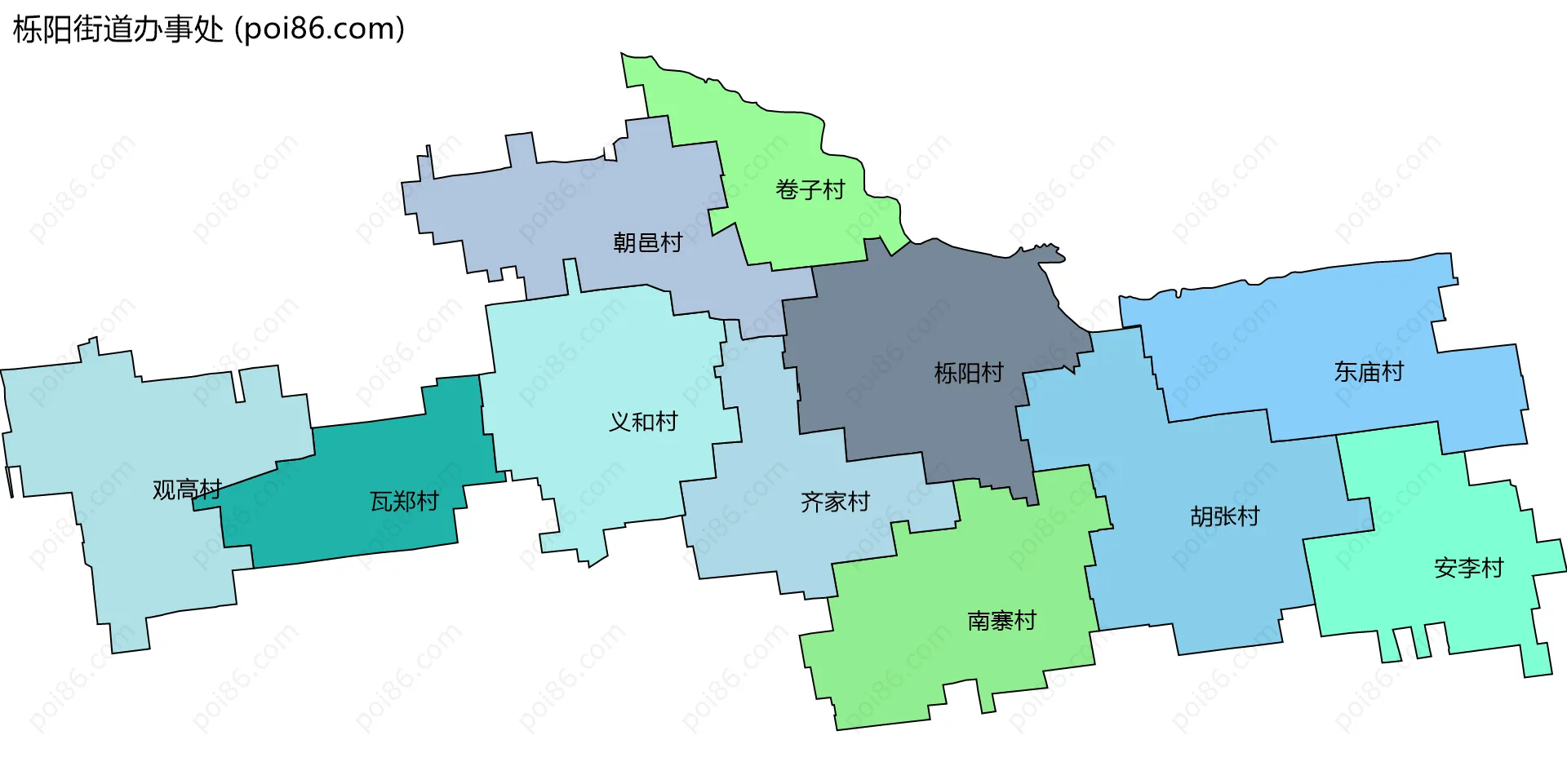 栎阳街道办事处边界地图(五级行政区划)