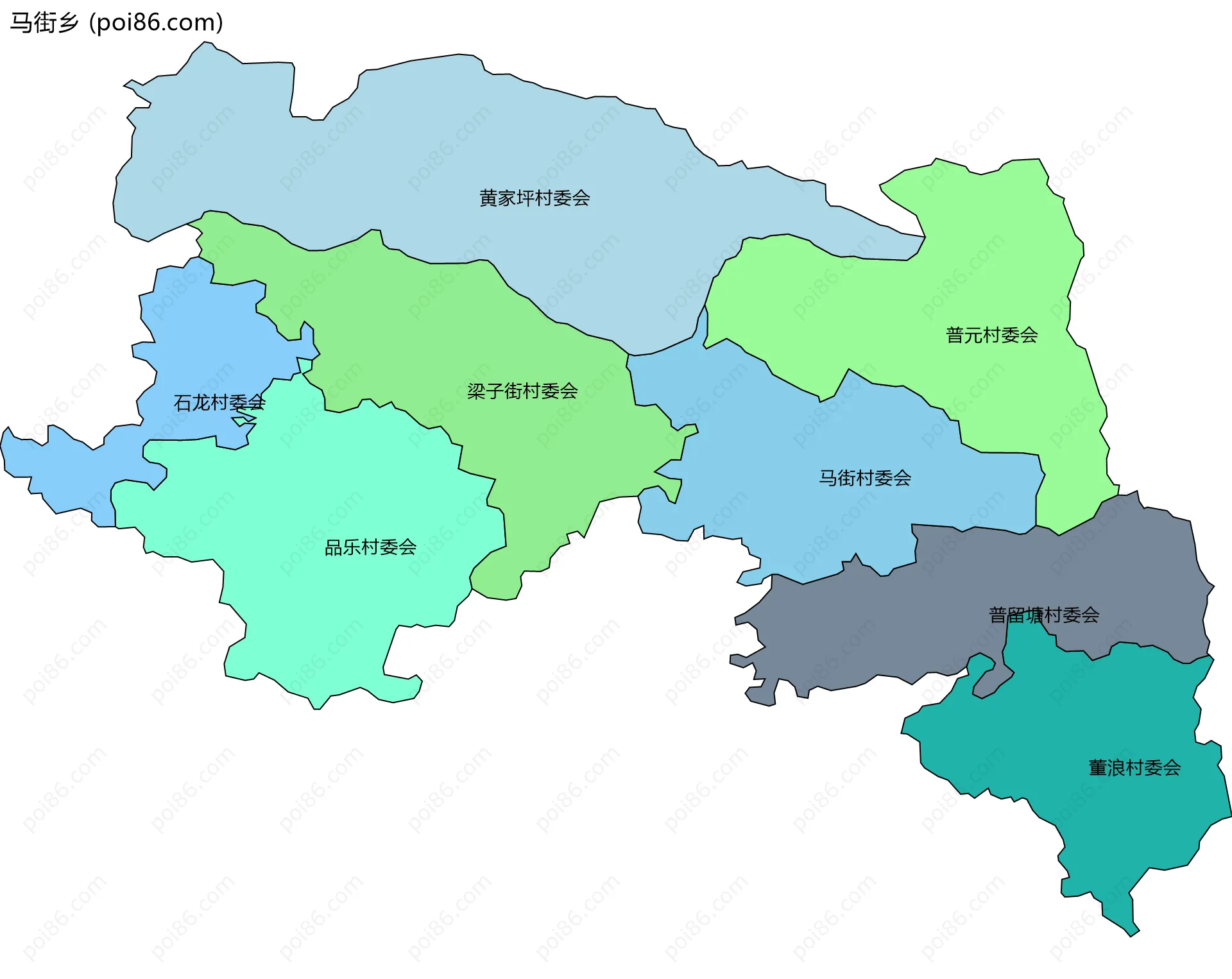 马街乡边界地图(五级行政区划)