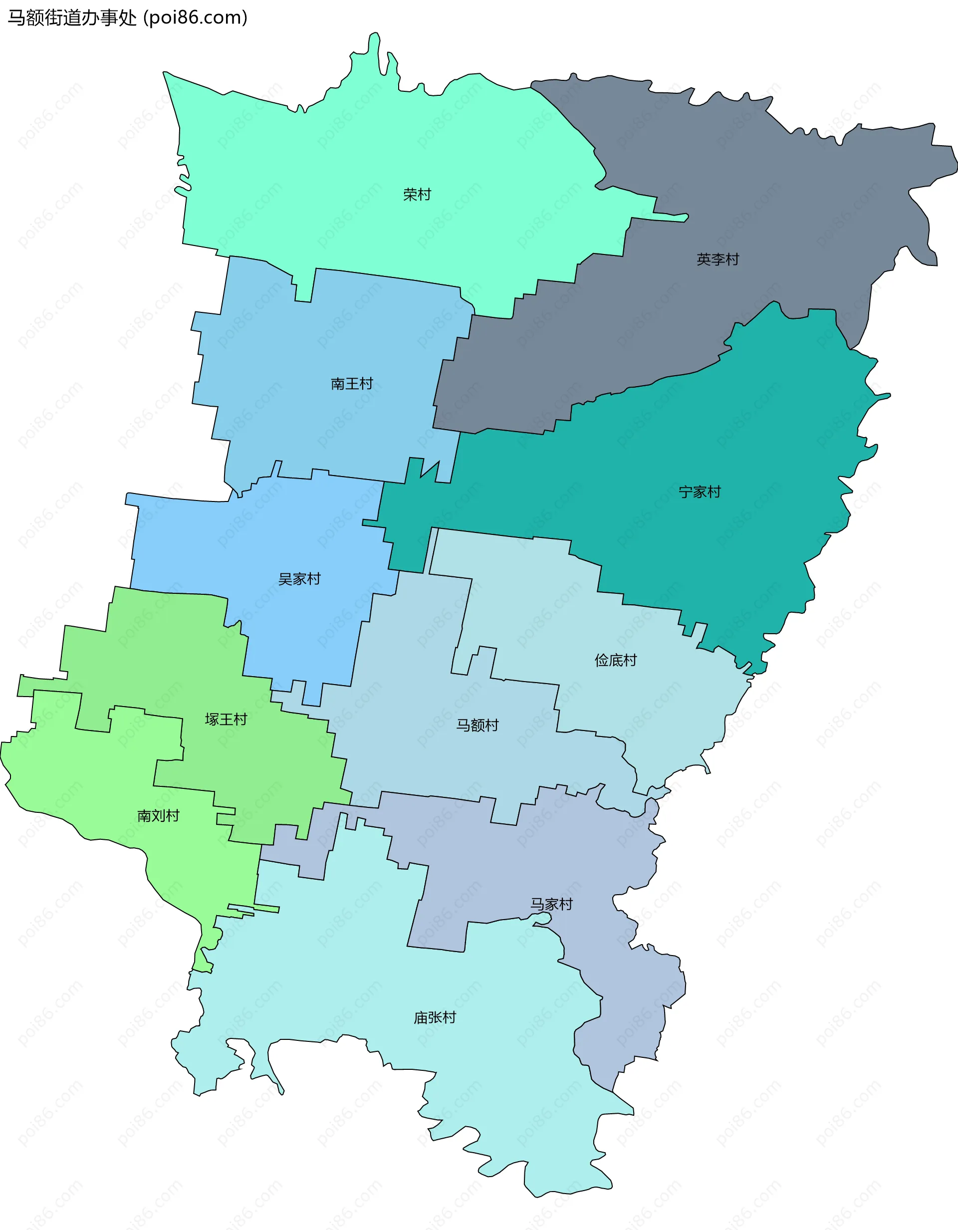 马额街道办事处边界地图(五级行政区划)