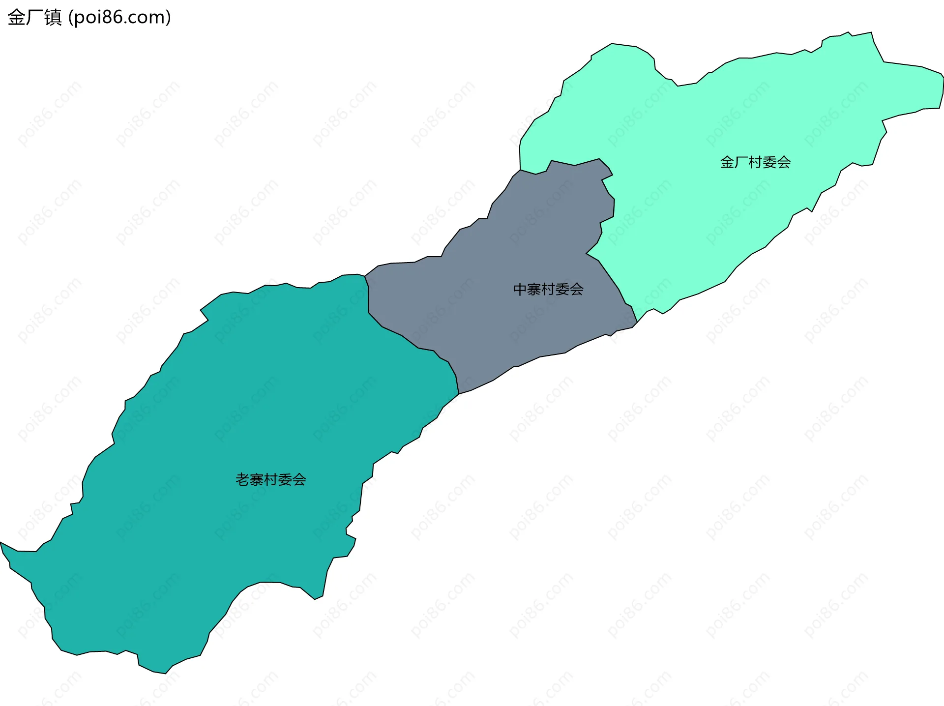 金厂镇边界地图(五级行政区划)
