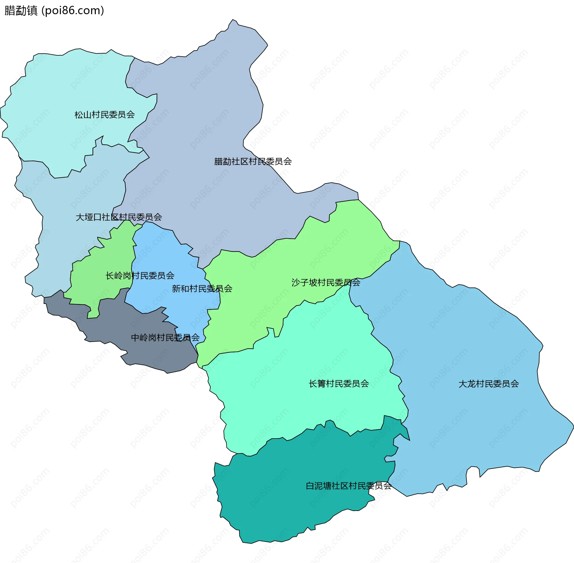 腊勐镇边界地图(五级行政区划)