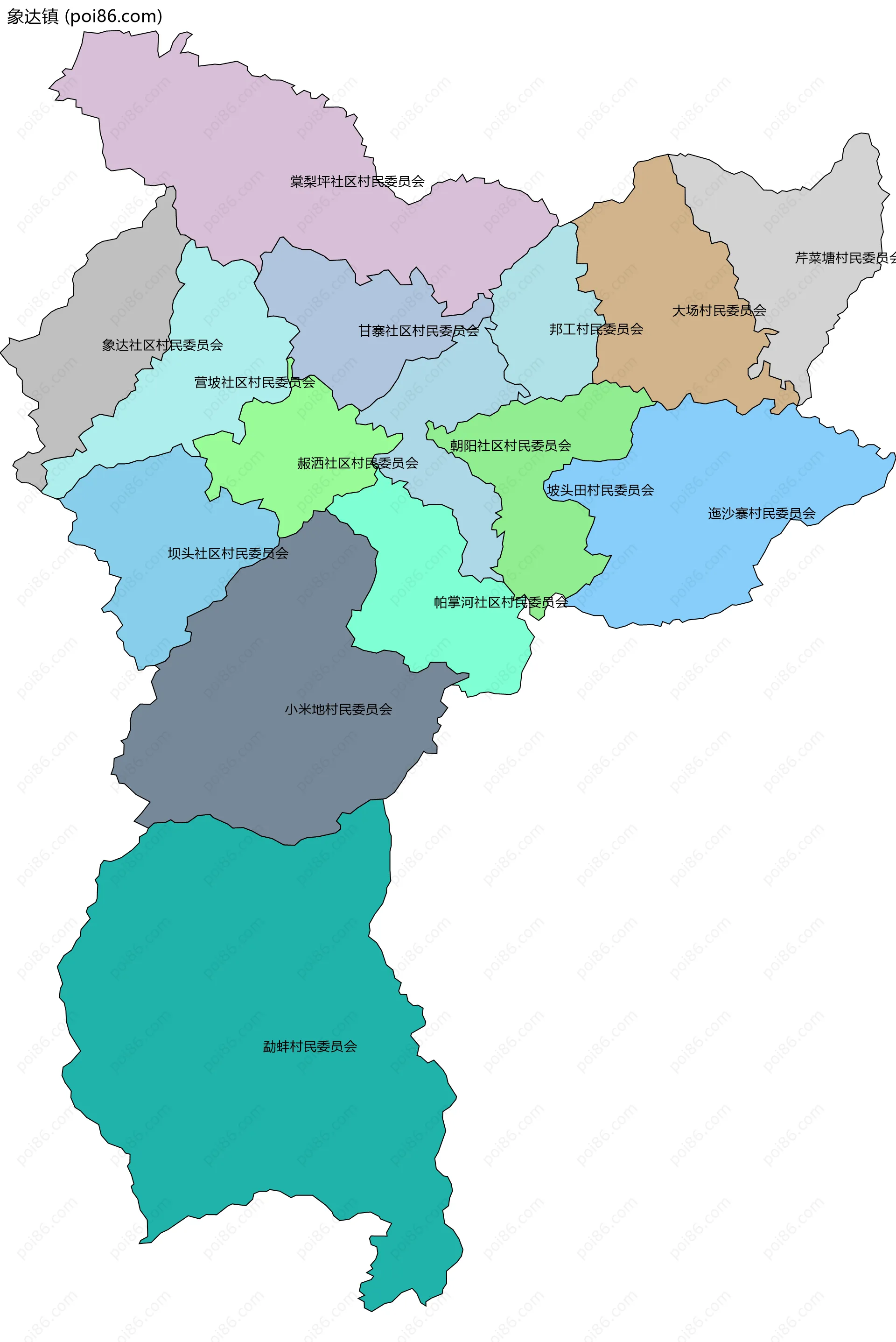 象达镇边界地图(五级行政区划)