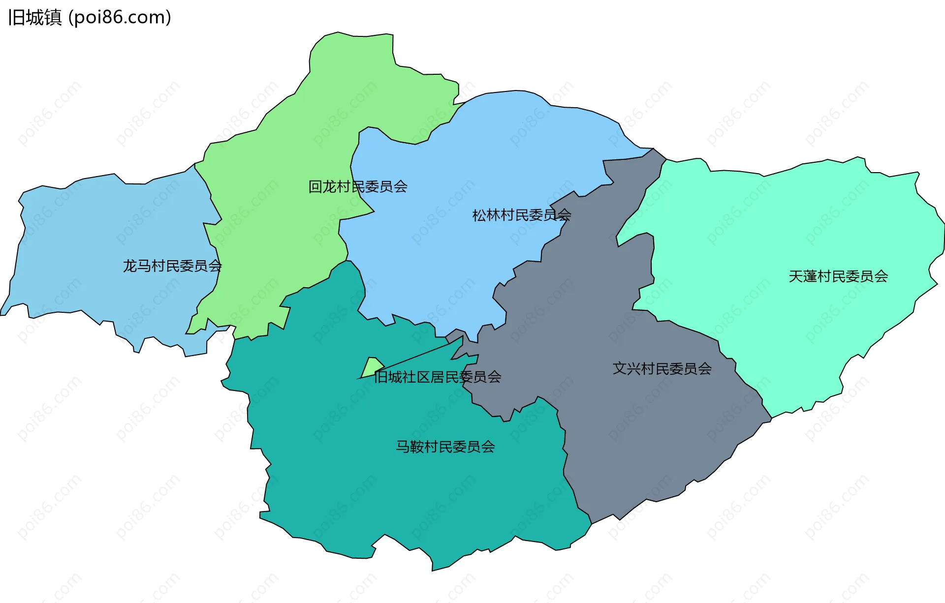 旧城镇边界地图(五级行政区划)