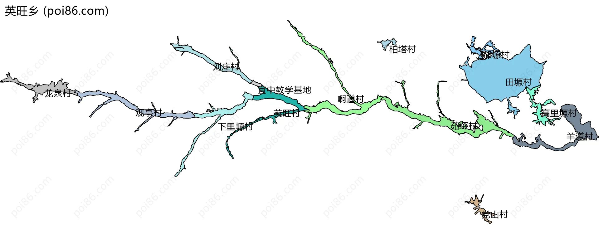 英旺乡边界地图(五级行政区划)