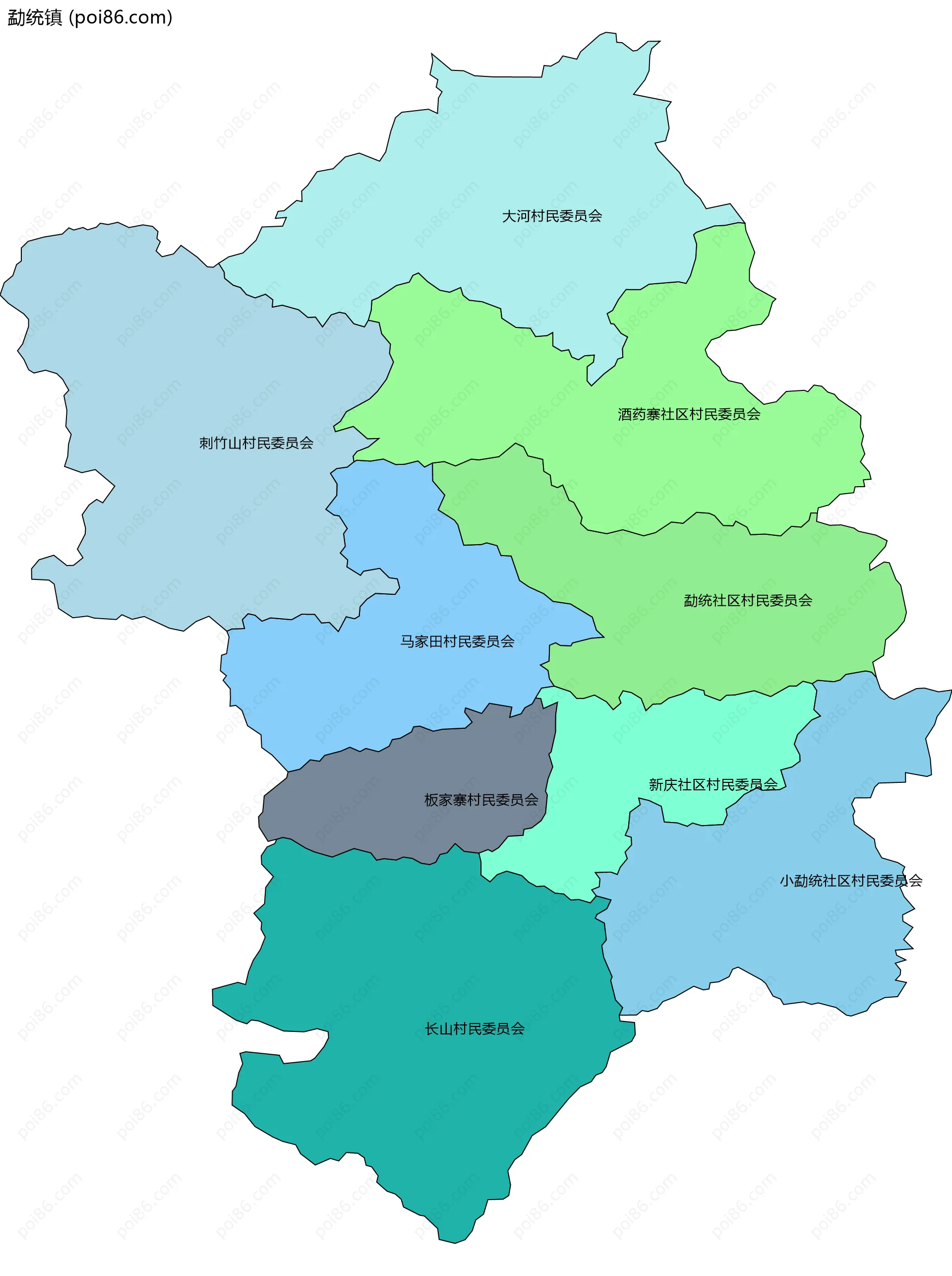 勐统镇边界地图(五级行政区划)