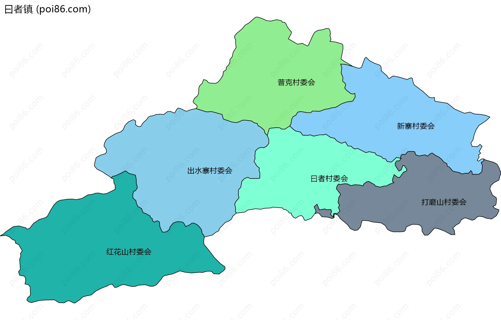 曰者镇边界地图(五级行政区划)