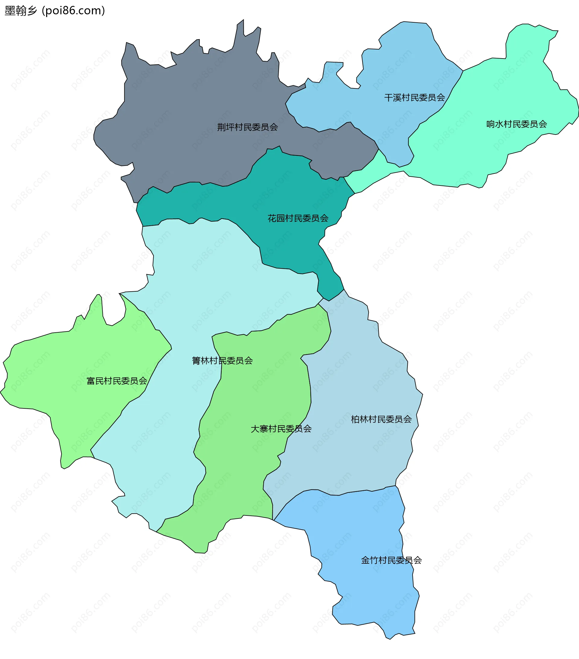 墨翰乡边界地图(五级行政区划)