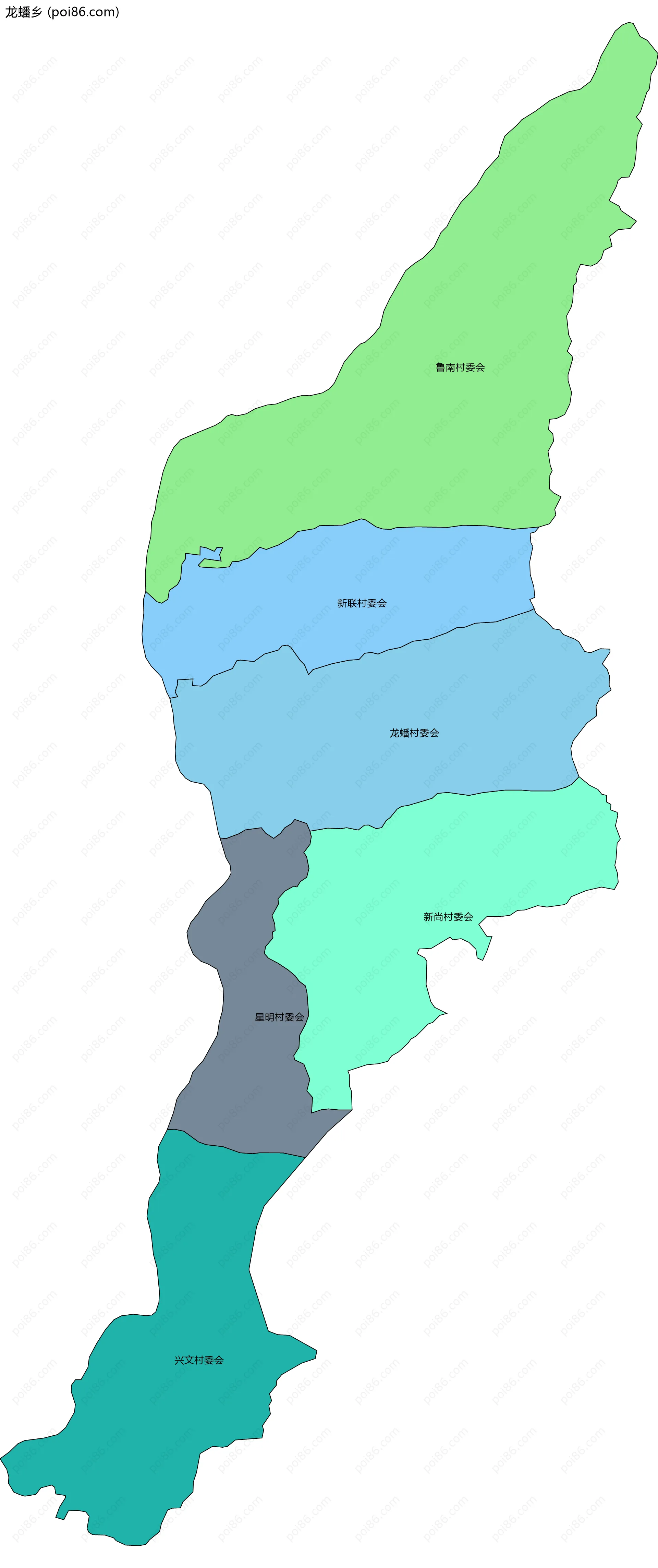 龙蟠乡边界地图(五级行政区划)