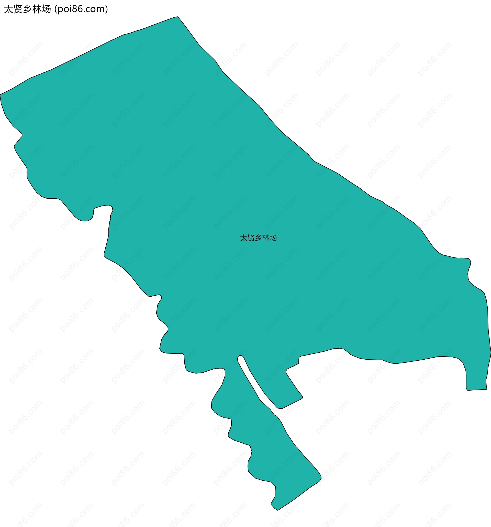 太贤乡林场边界地图(五级行政区划)