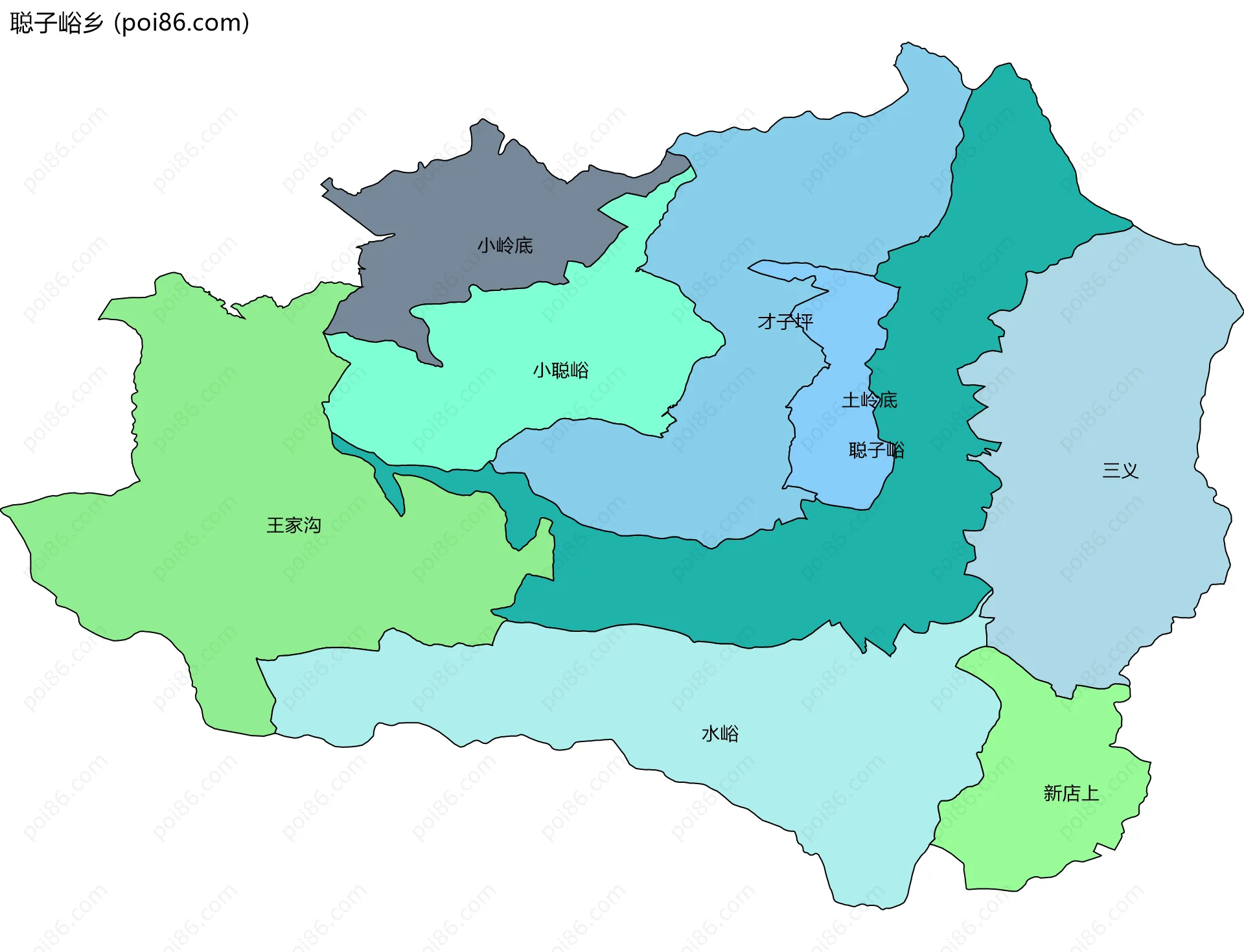聪子峪乡边界地图(五级行政区划)