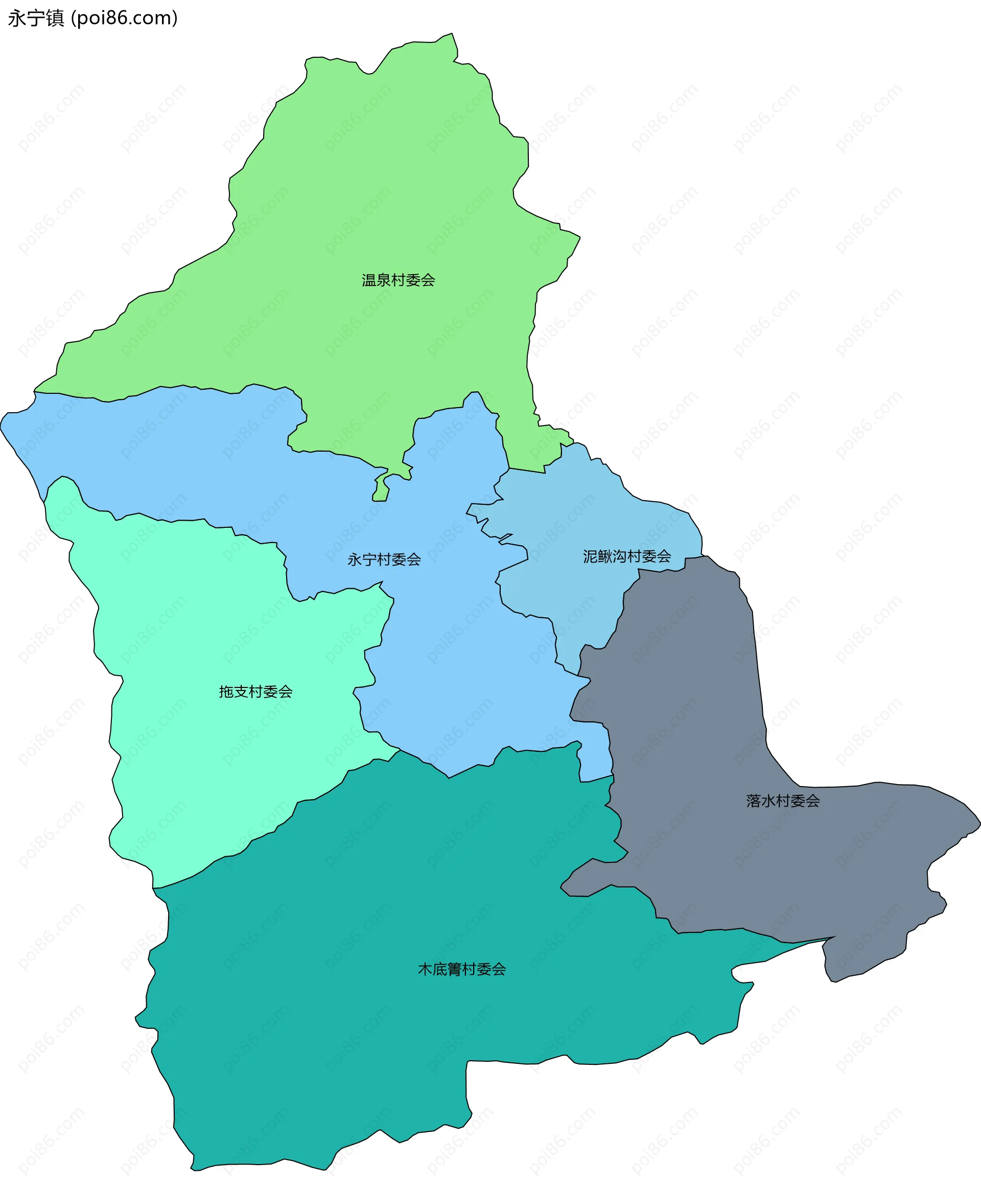 永宁镇边界地图(五级行政区划)