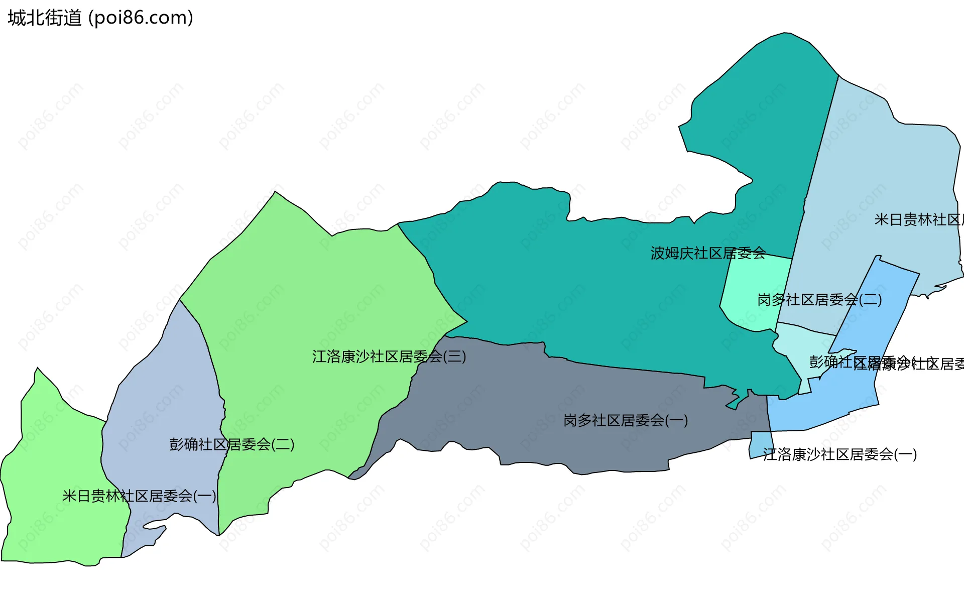城北街道边界地图(五级行政区划)