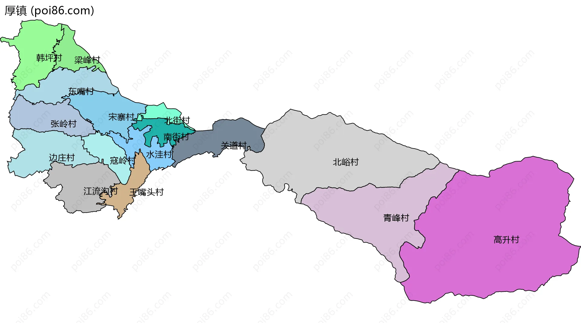 厚镇边界地图(五级行政区划)