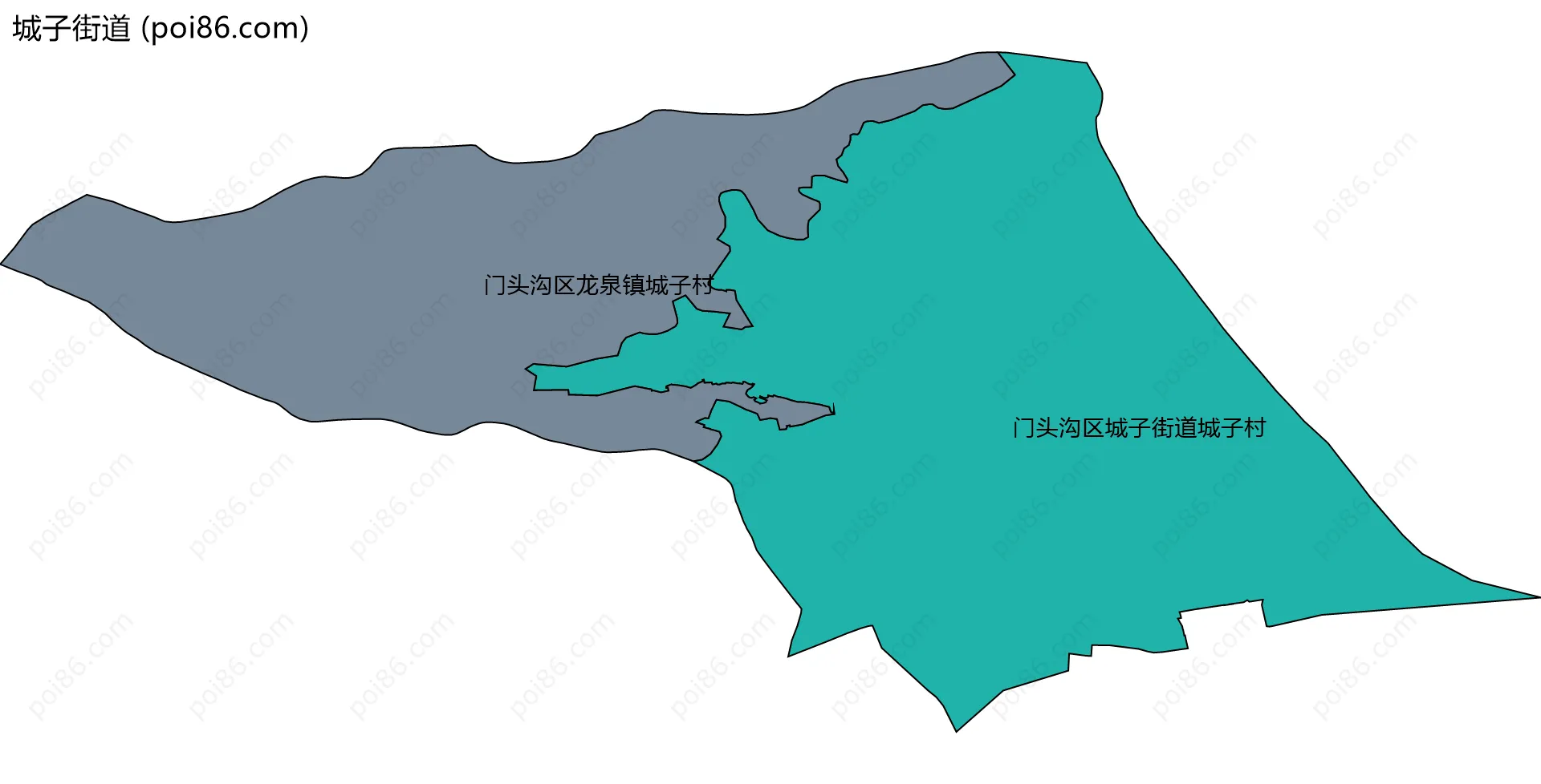 城子街道边界地图(五级行政区划)