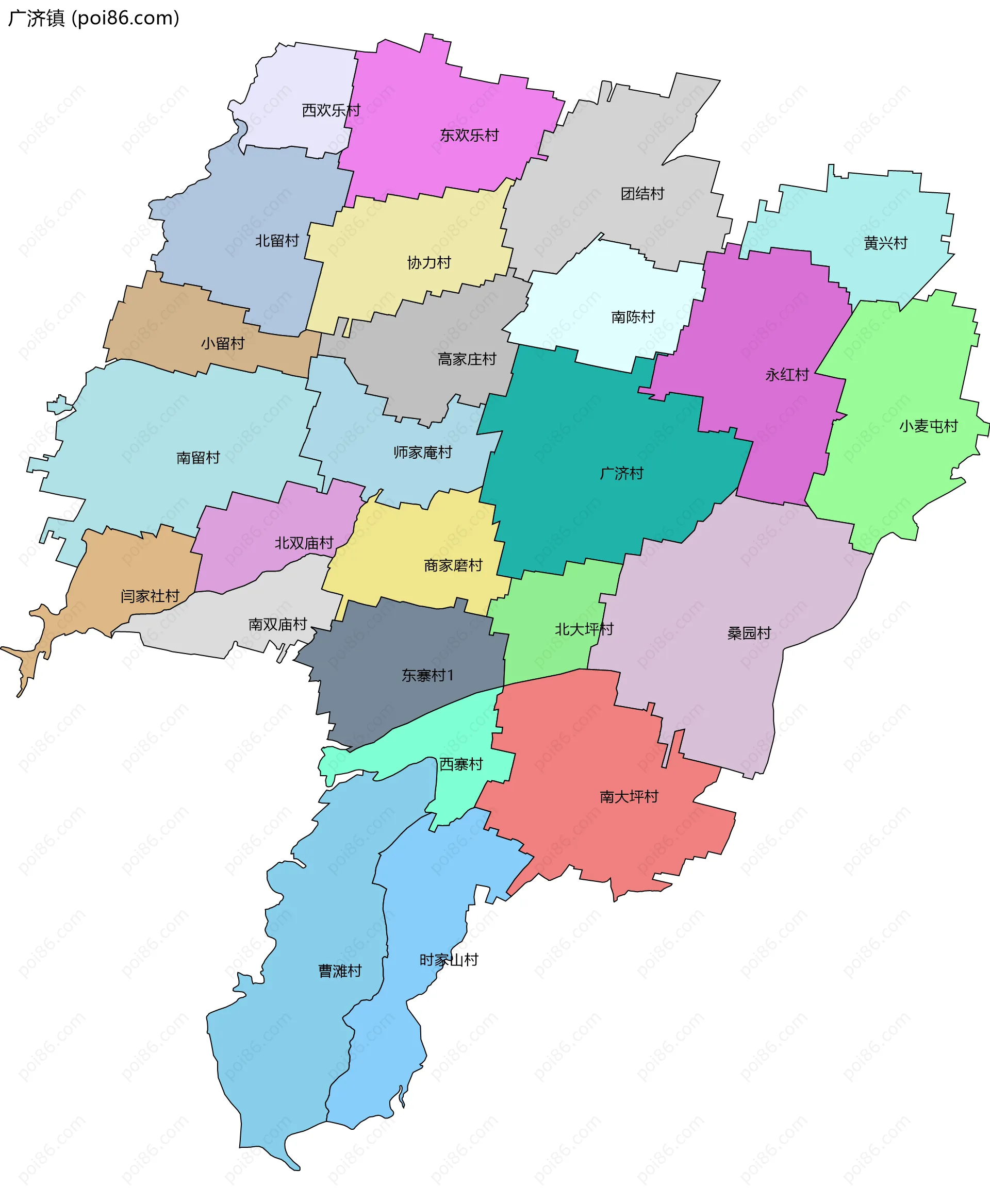 广济镇边界地图(五级行政区划)