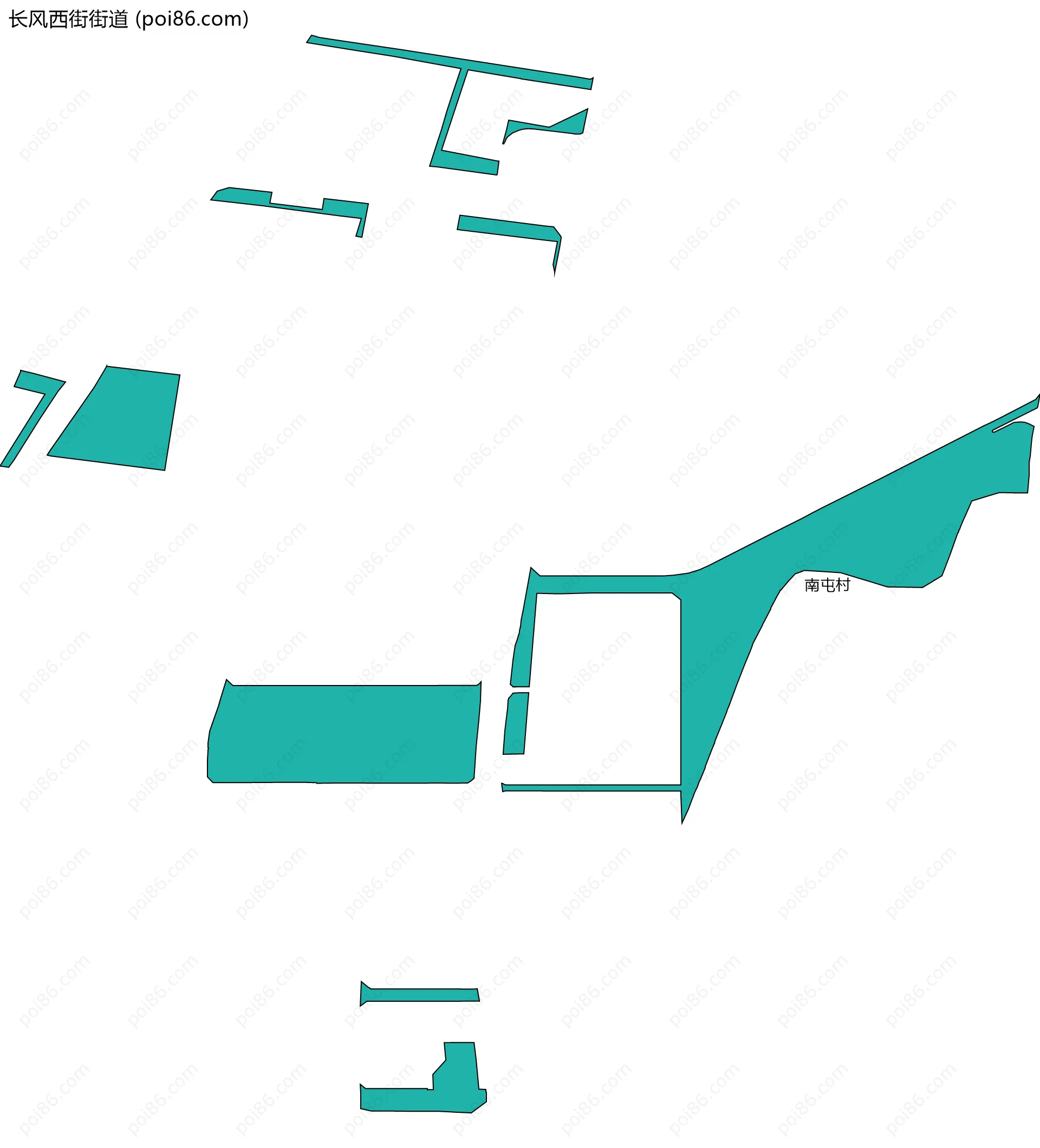 长风西街街道边界地图(五级行政区划)
