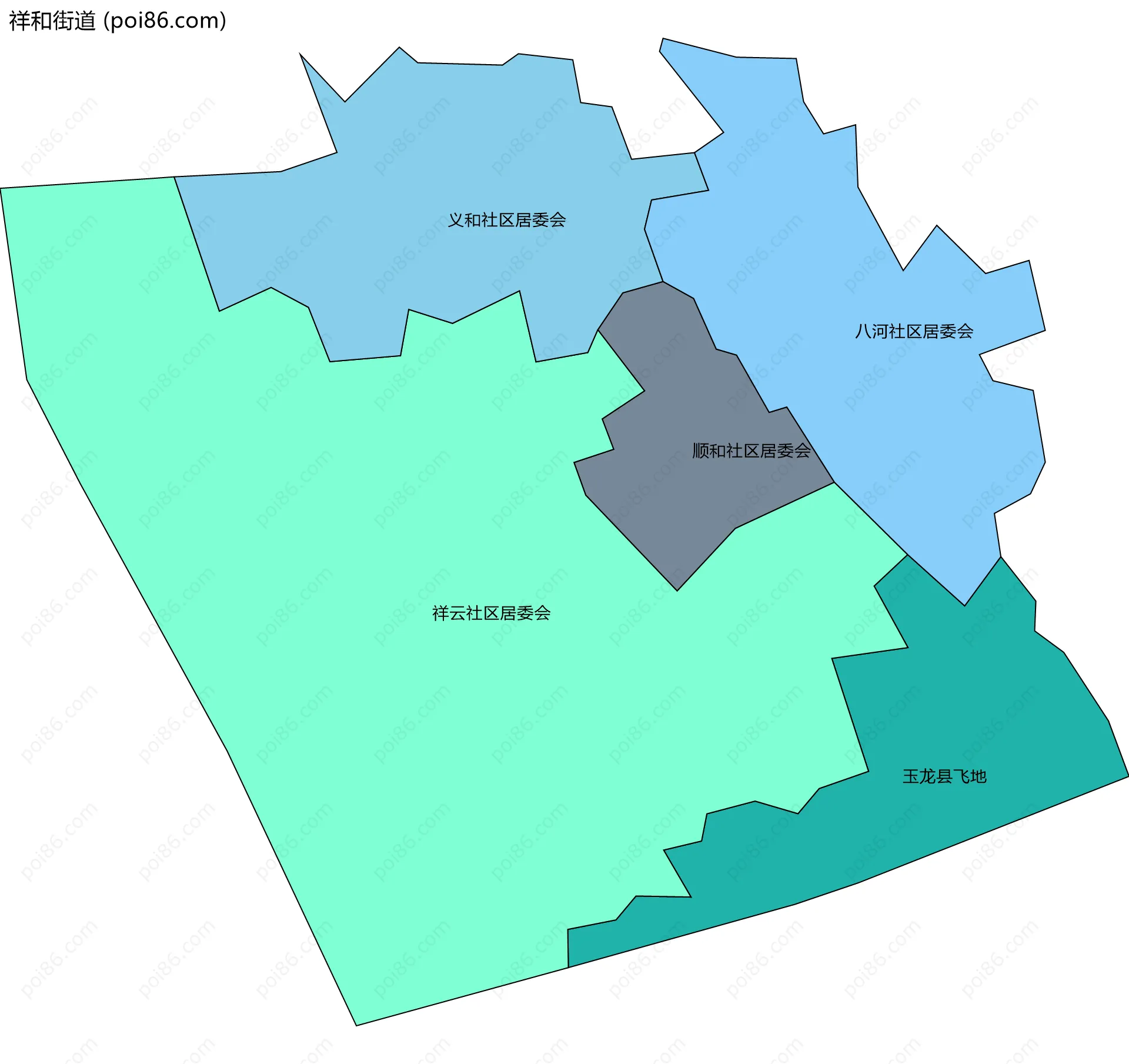 祥和街道边界地图(五级行政区划)
