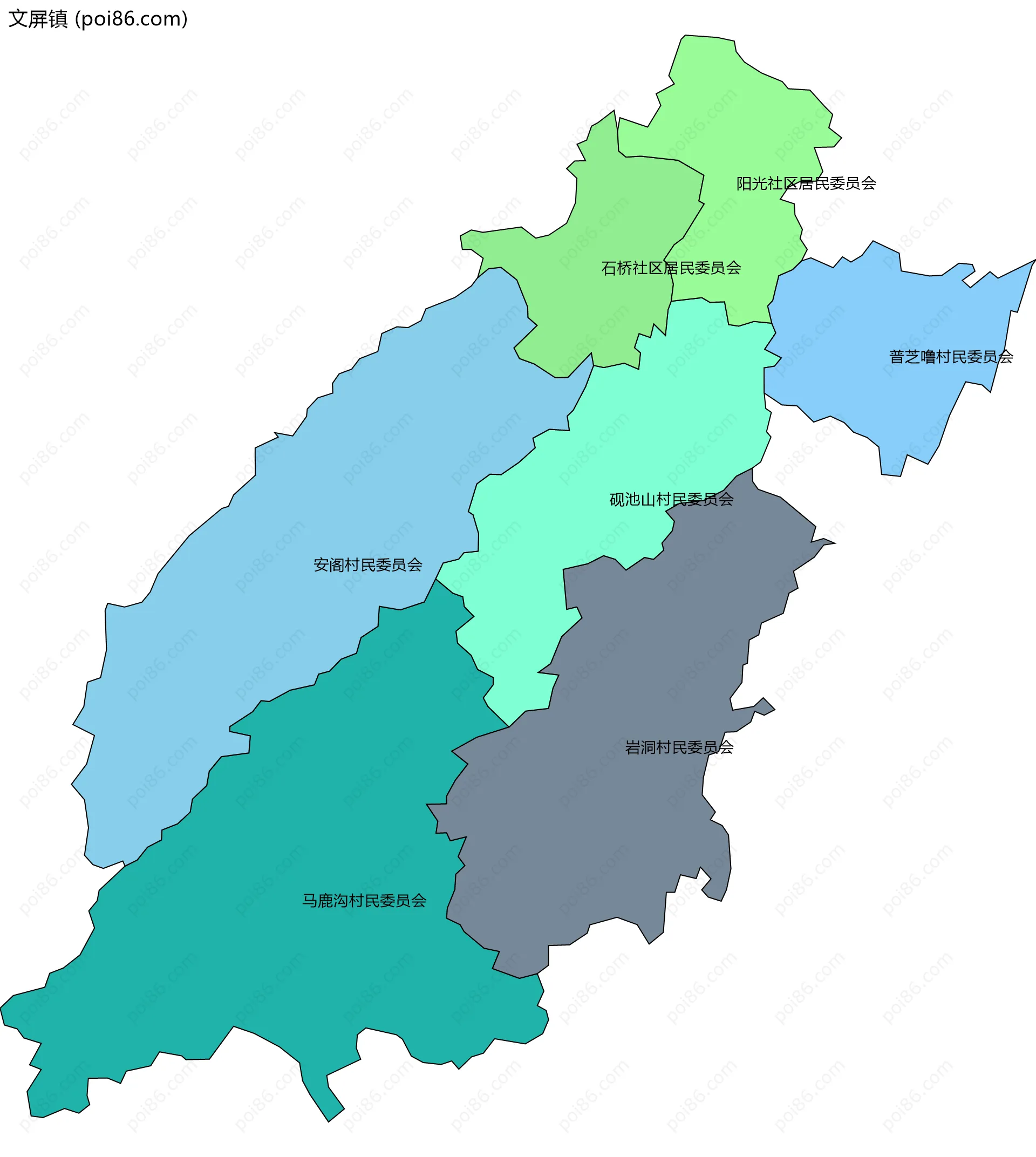 文屏镇边界地图(五级行政区划)
