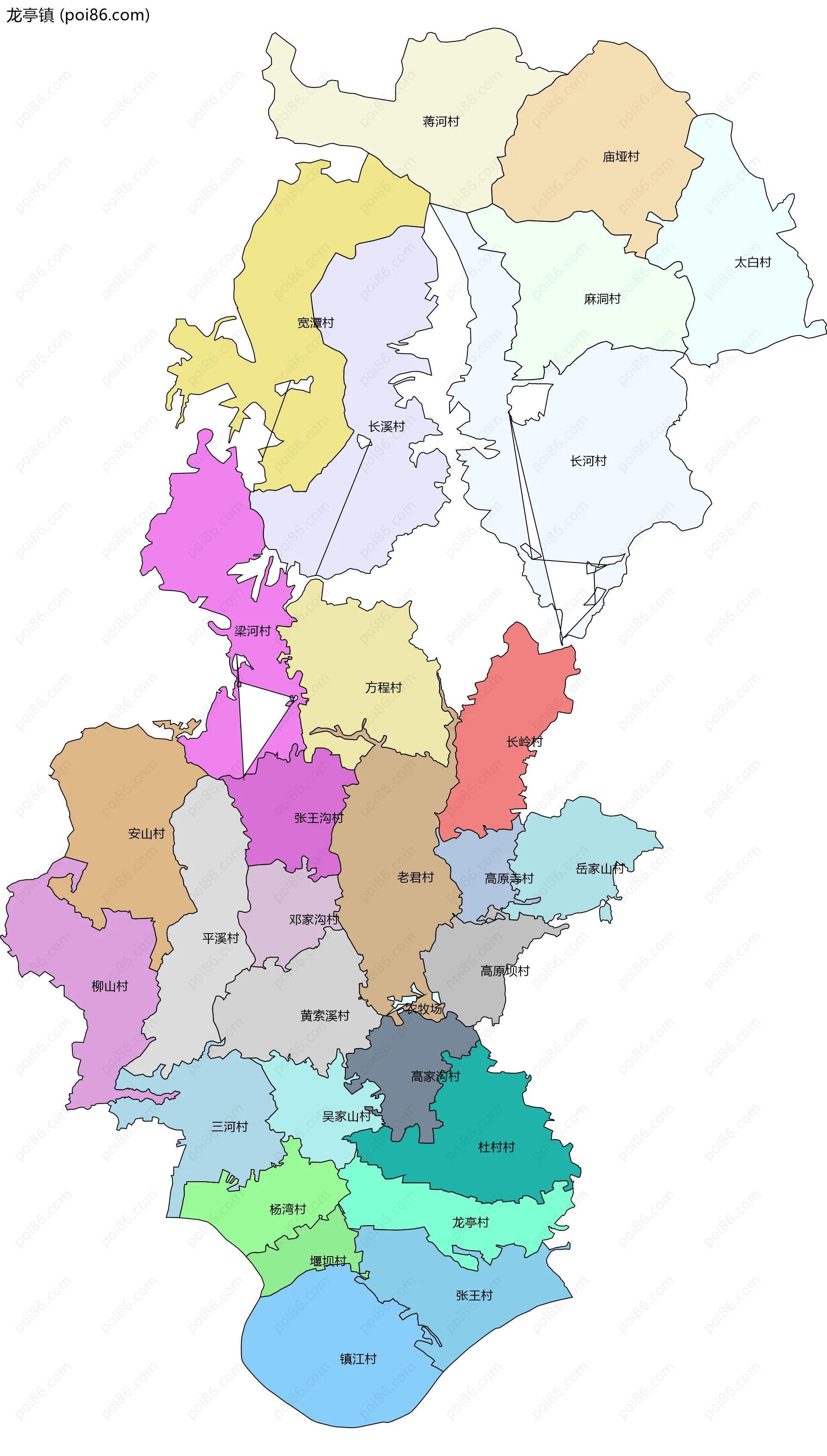 龙亭镇边界地图(五级行政区划)