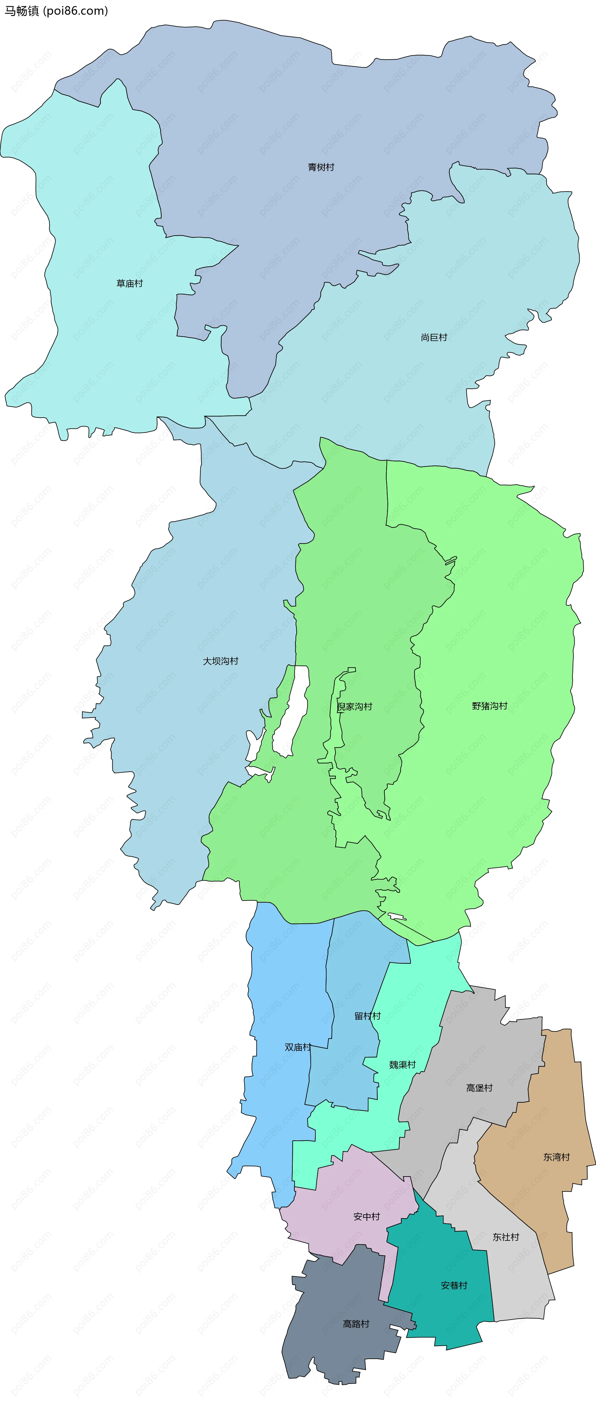 马畅镇边界地图(五级行政区划)