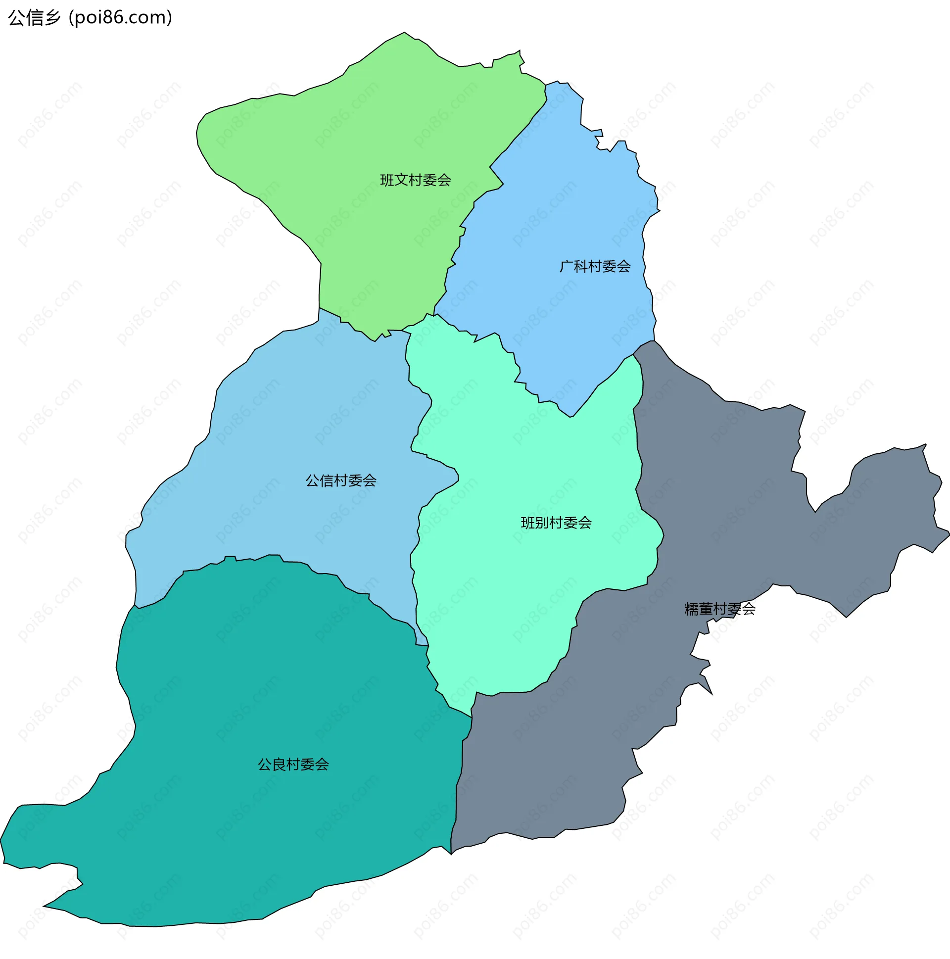 公信乡边界地图(五级行政区划)