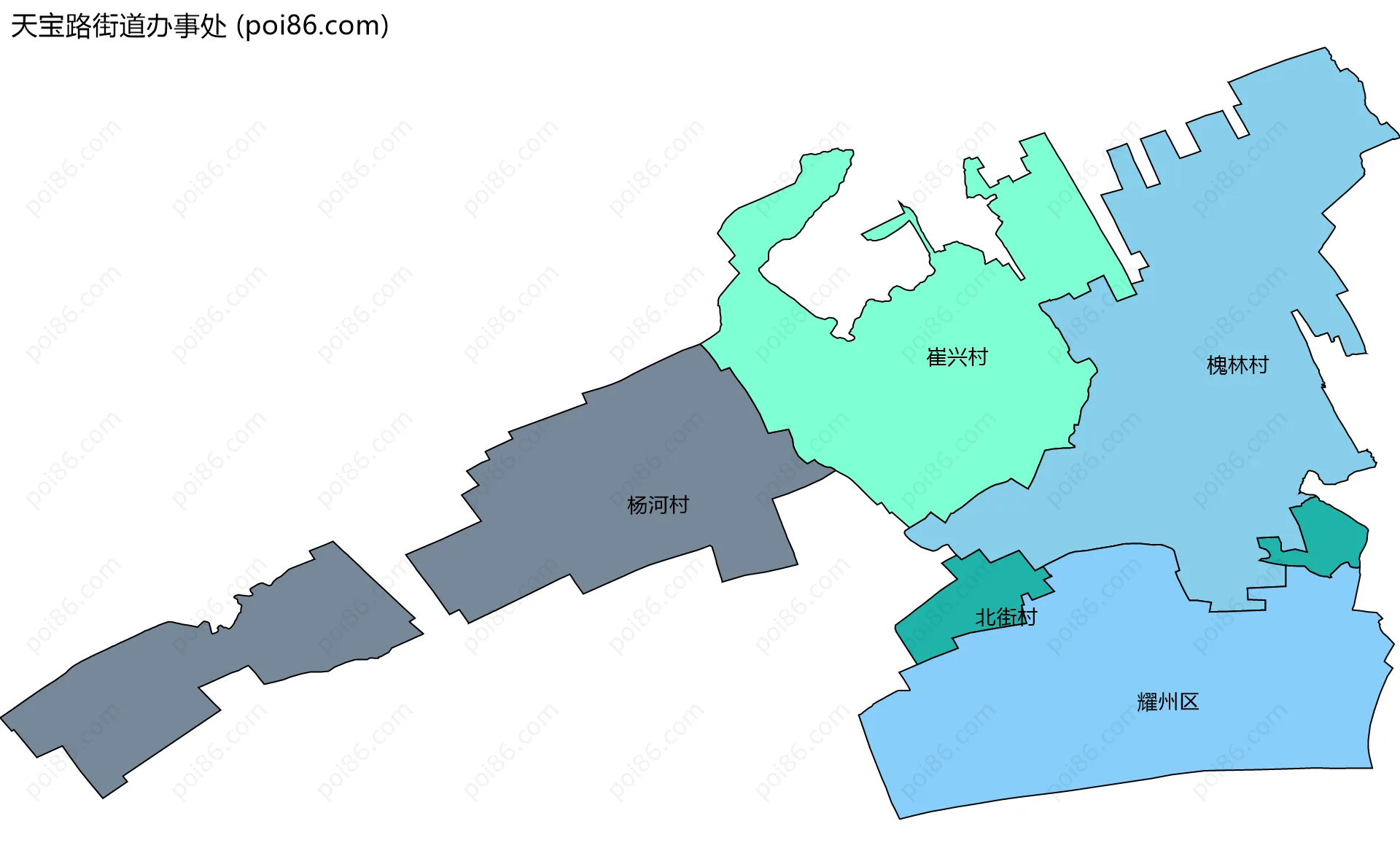 天宝路街道办事处边界地图(五级行政区划)