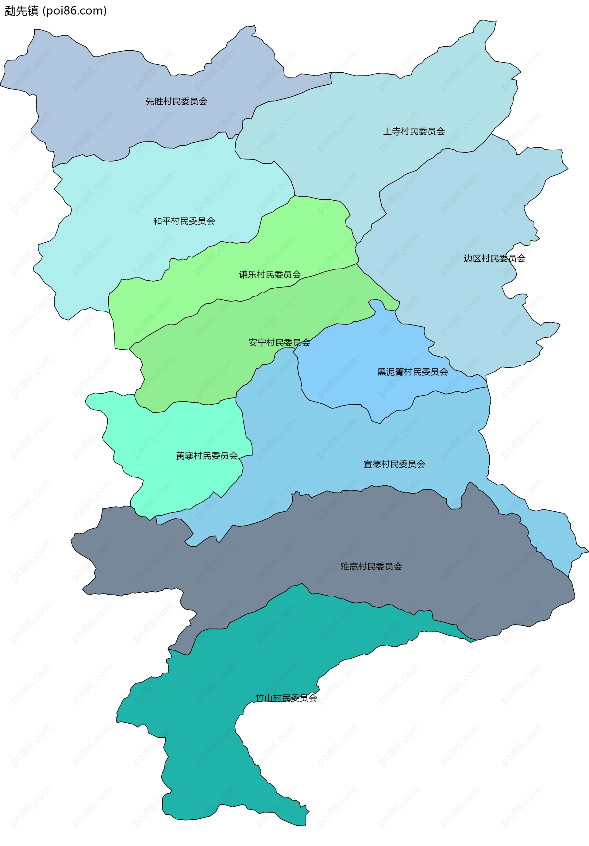 勐先镇边界地图(五级行政区划)