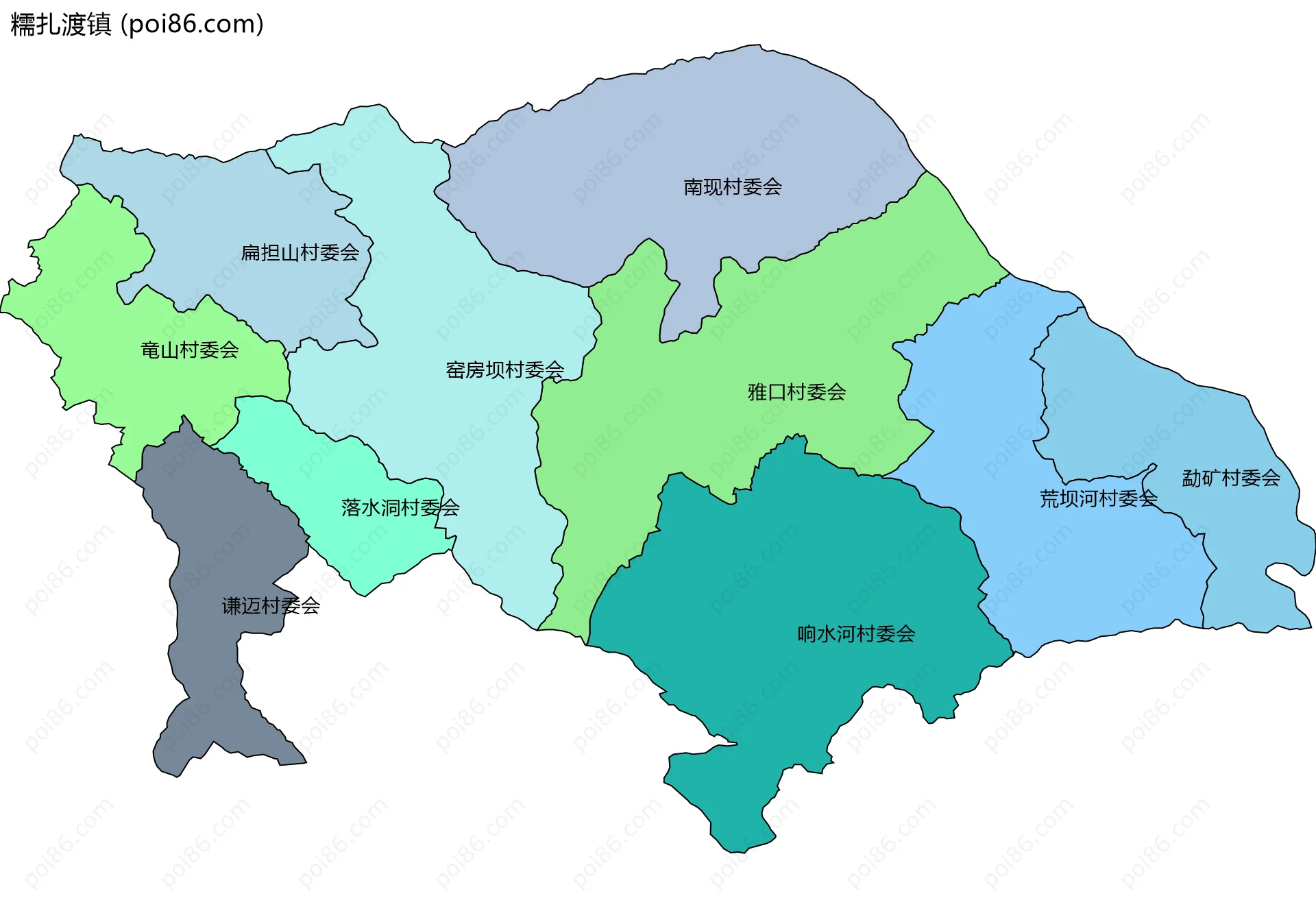 糯扎渡镇边界地图(五级行政区划)