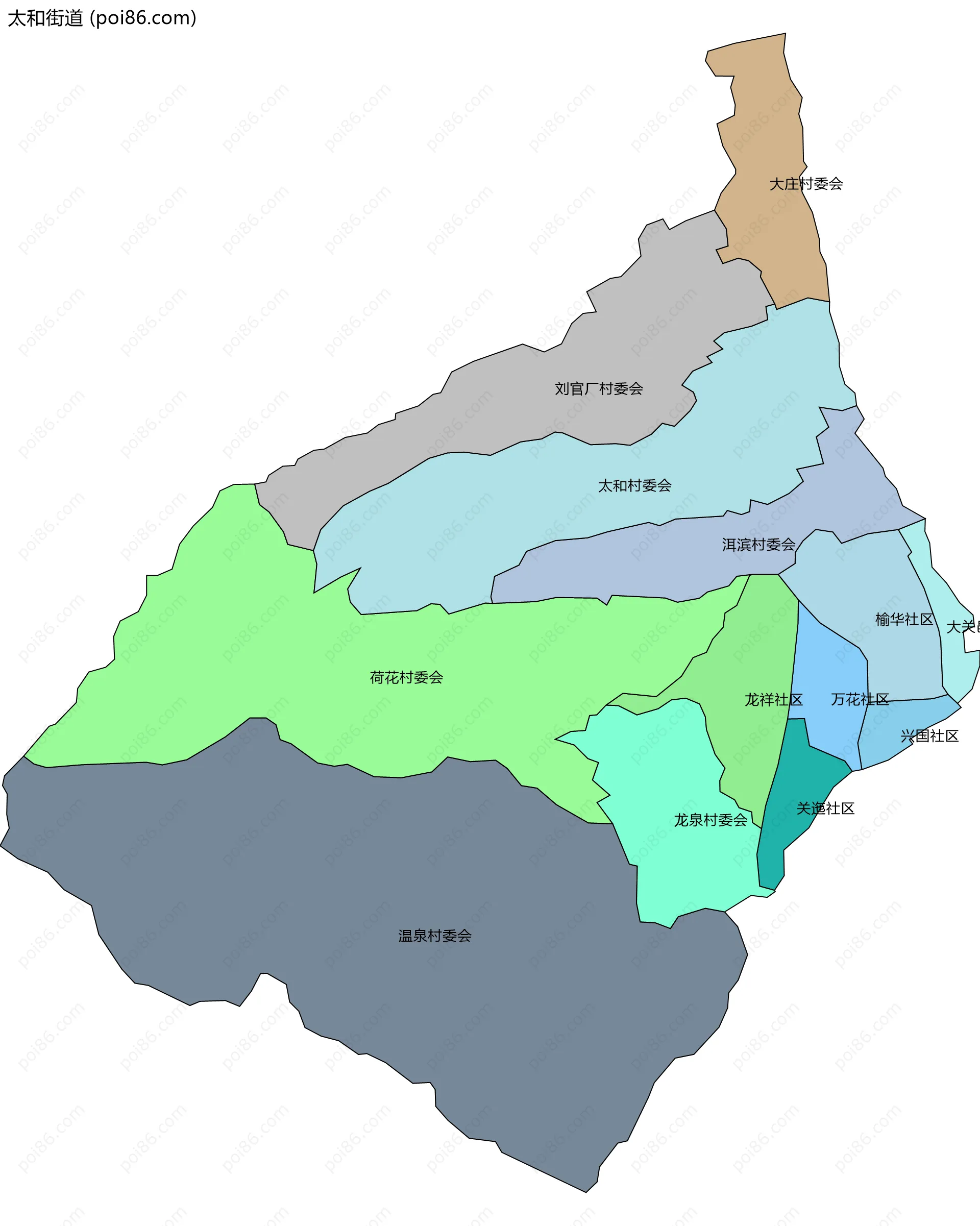 太和街道边界地图(五级行政区划)