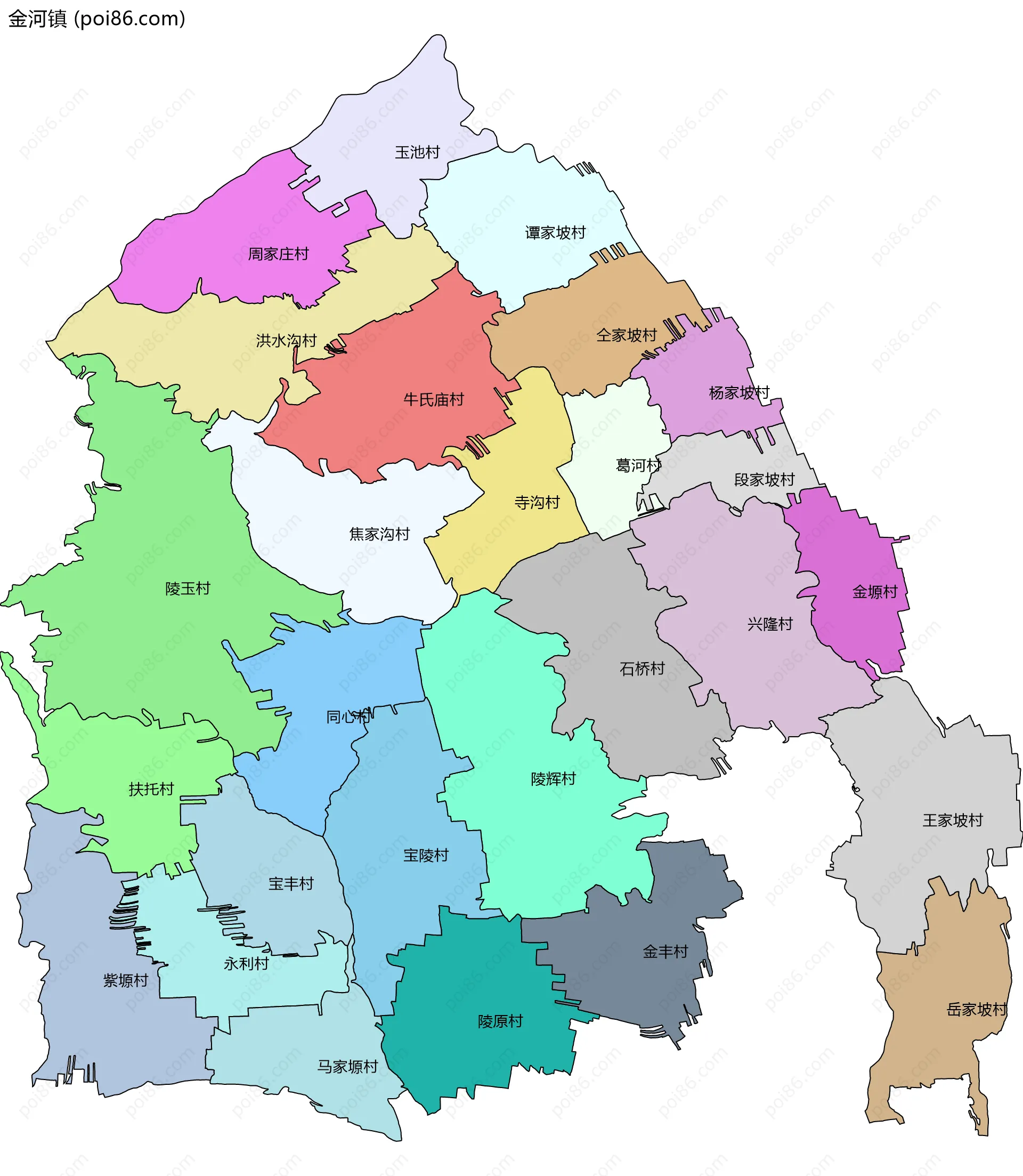 金河镇边界地图(五级行政区划)