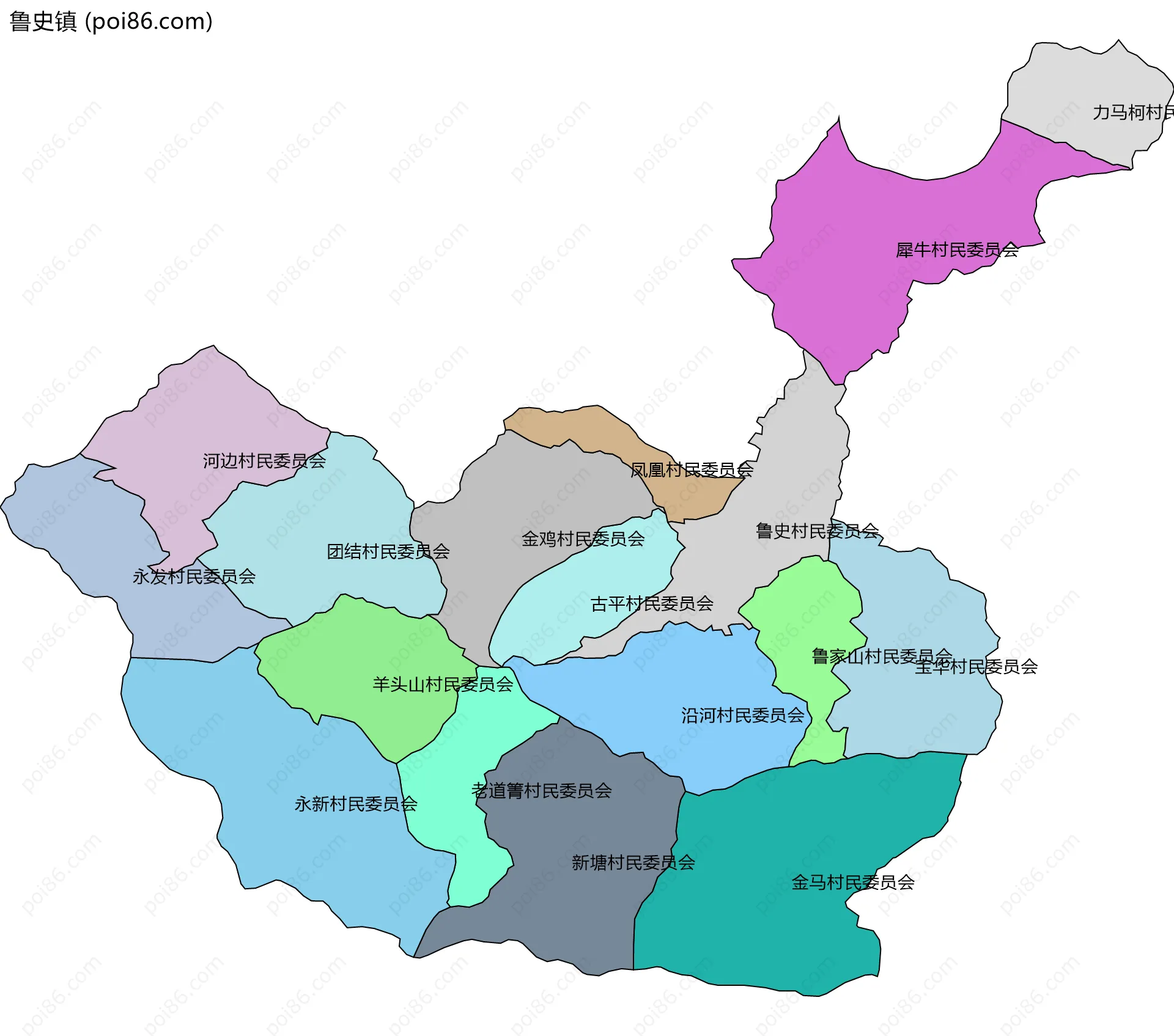 鲁史镇边界地图(五级行政区划)