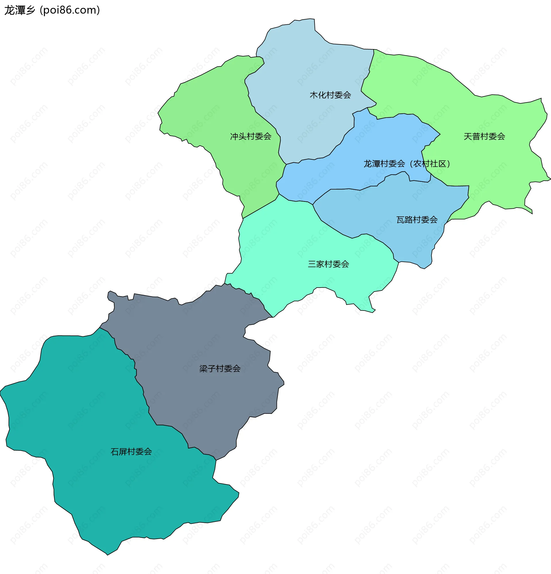 龙潭乡边界地图(五级行政区划)