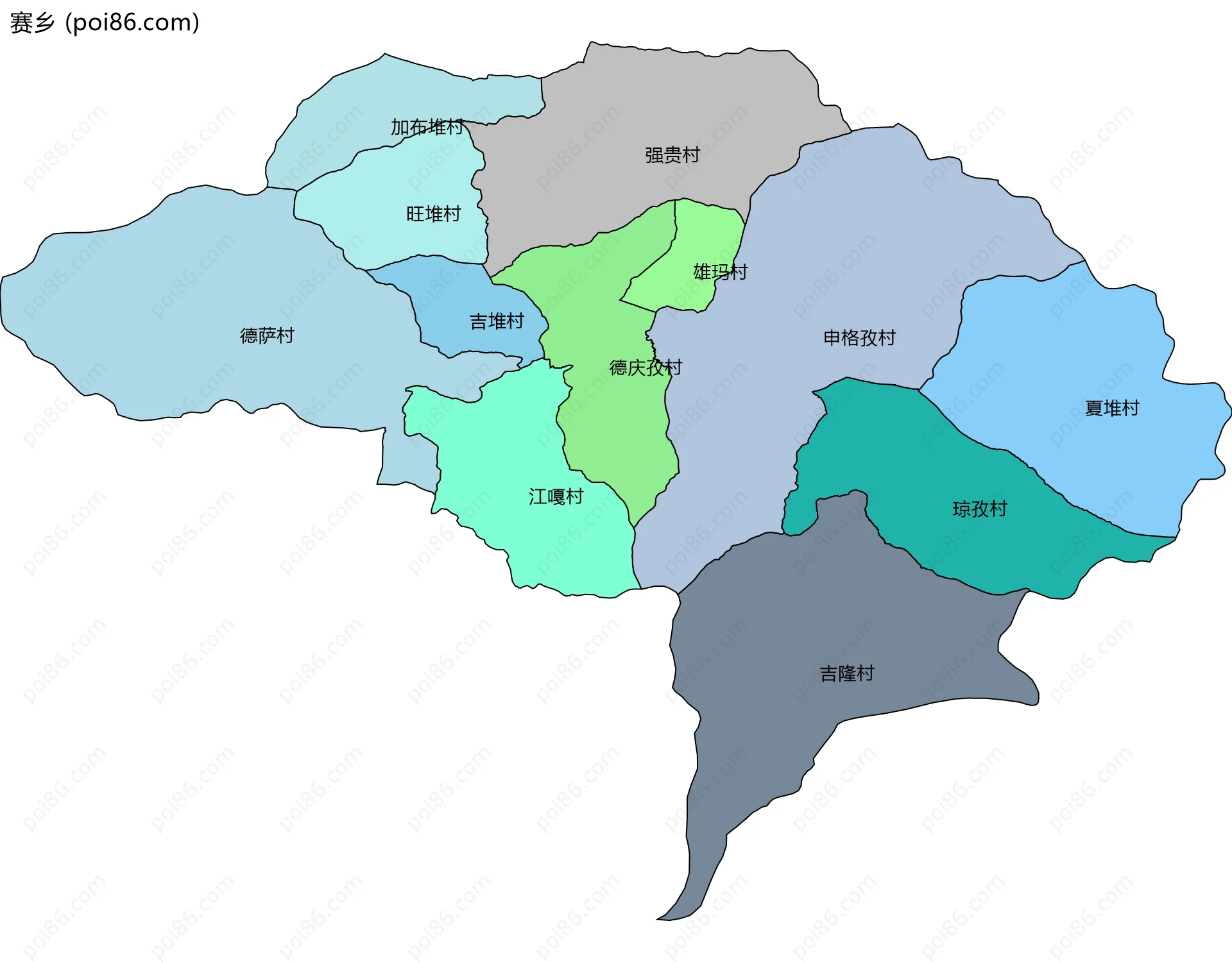 赛乡边界地图(五级行政区划)