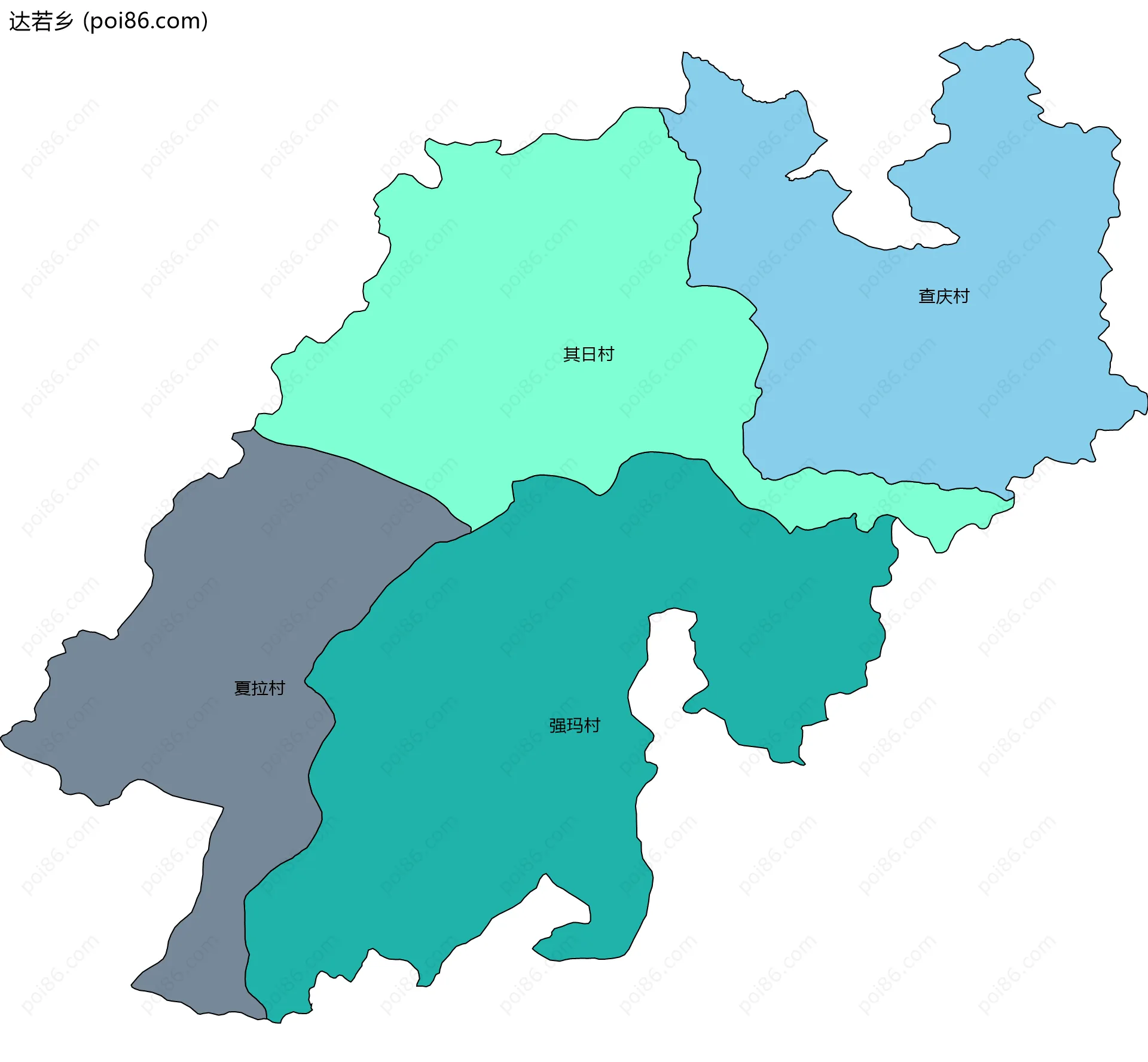 达若乡边界地图(五级行政区划)