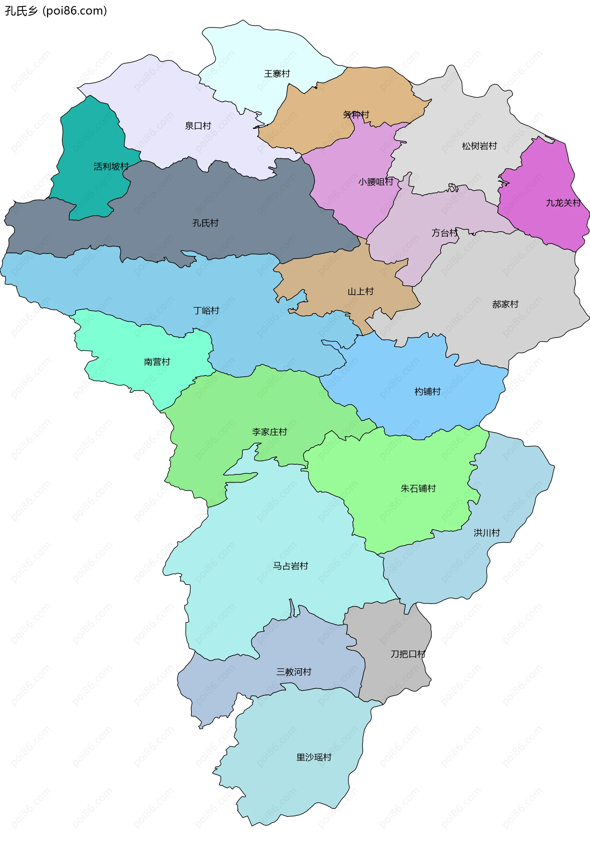 孔氏乡边界地图(五级行政区划)