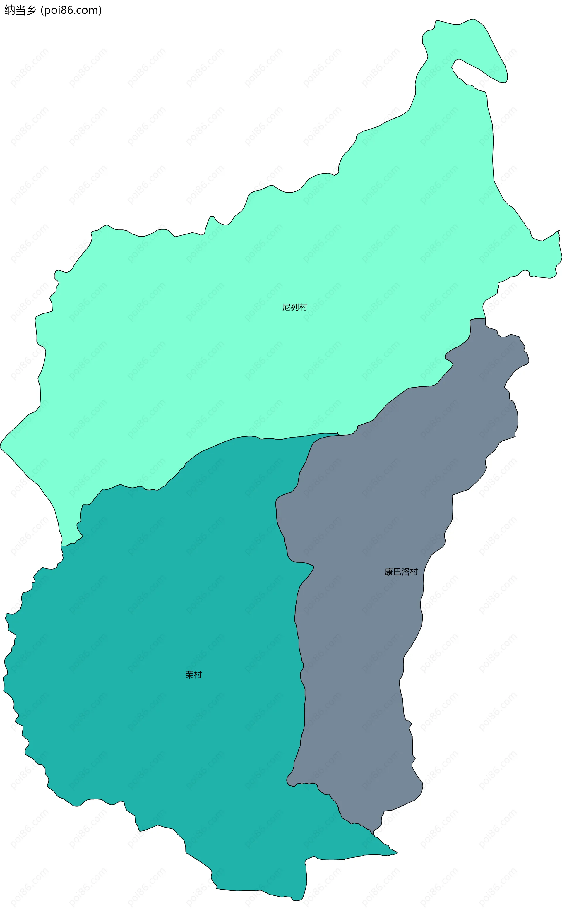 纳当乡边界地图(五级行政区划)