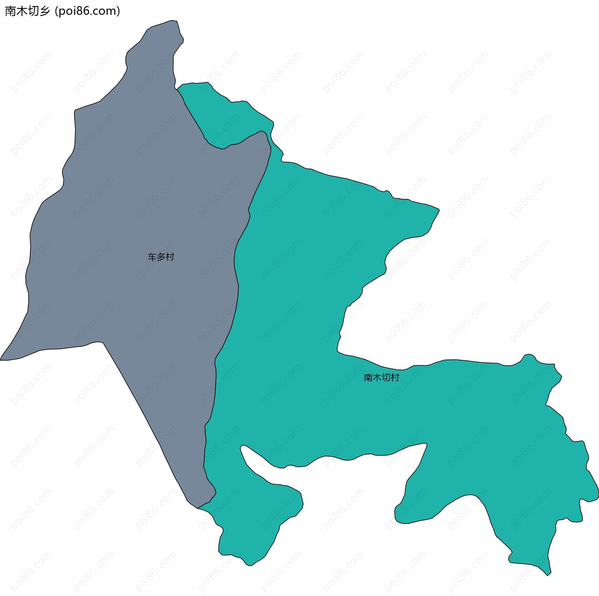 南木切乡边界地图(五级行政区划)