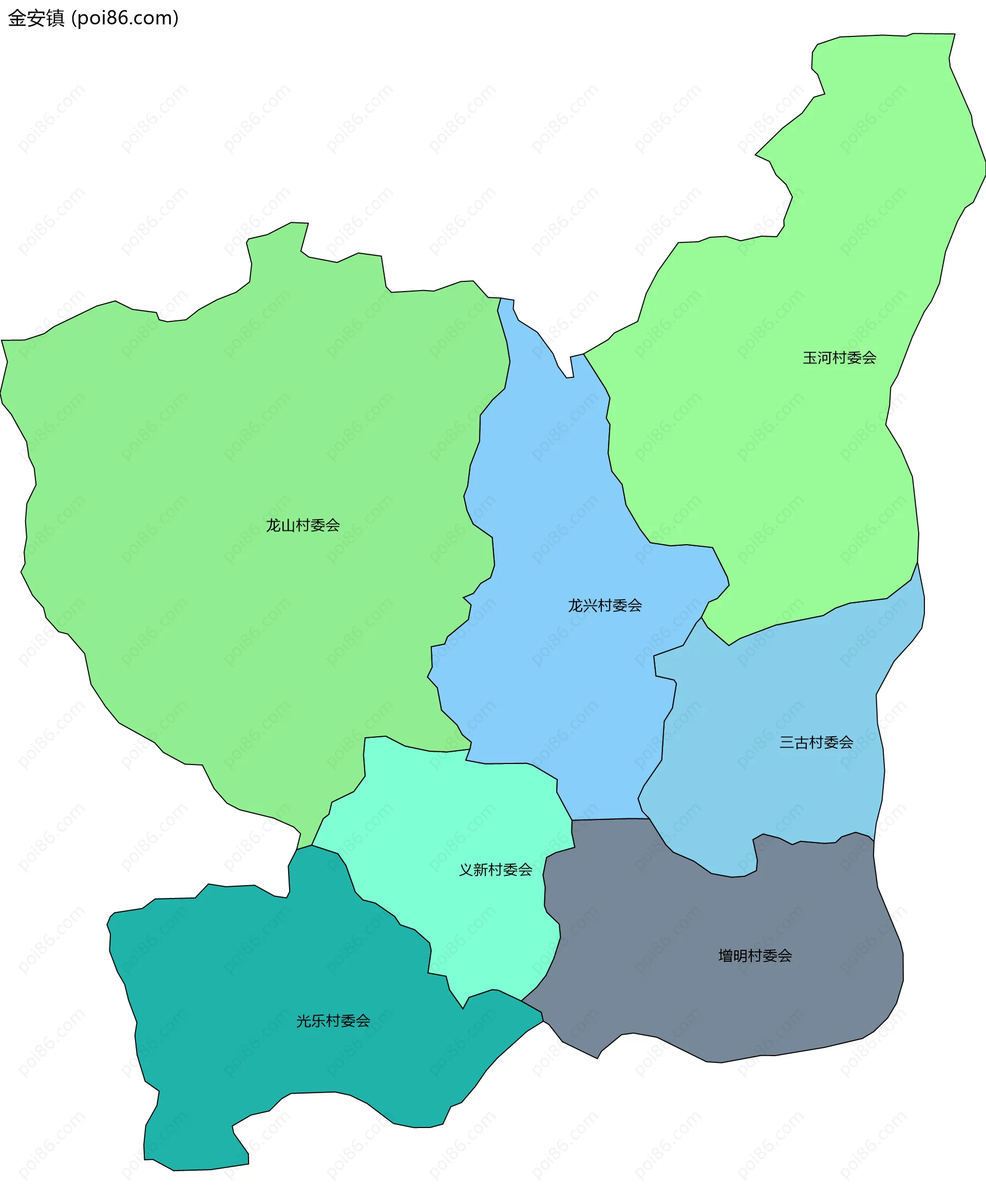 金安镇边界地图(五级行政区划)