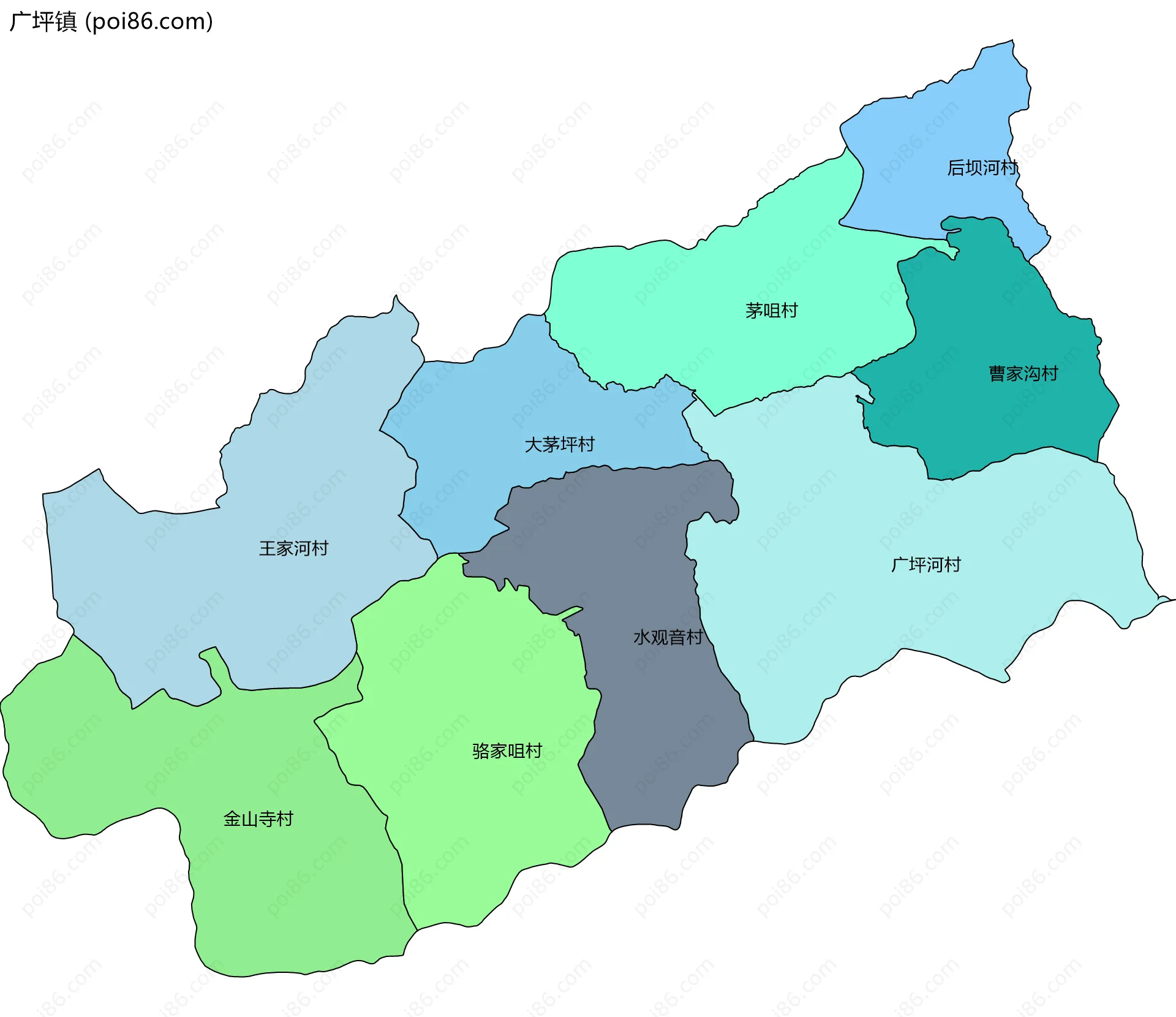 广坪镇边界地图(五级行政区划)