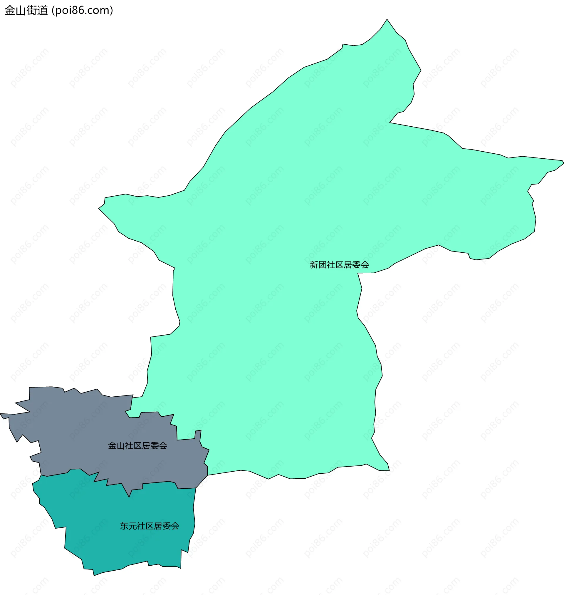 金山街道边界地图(五级行政区划)