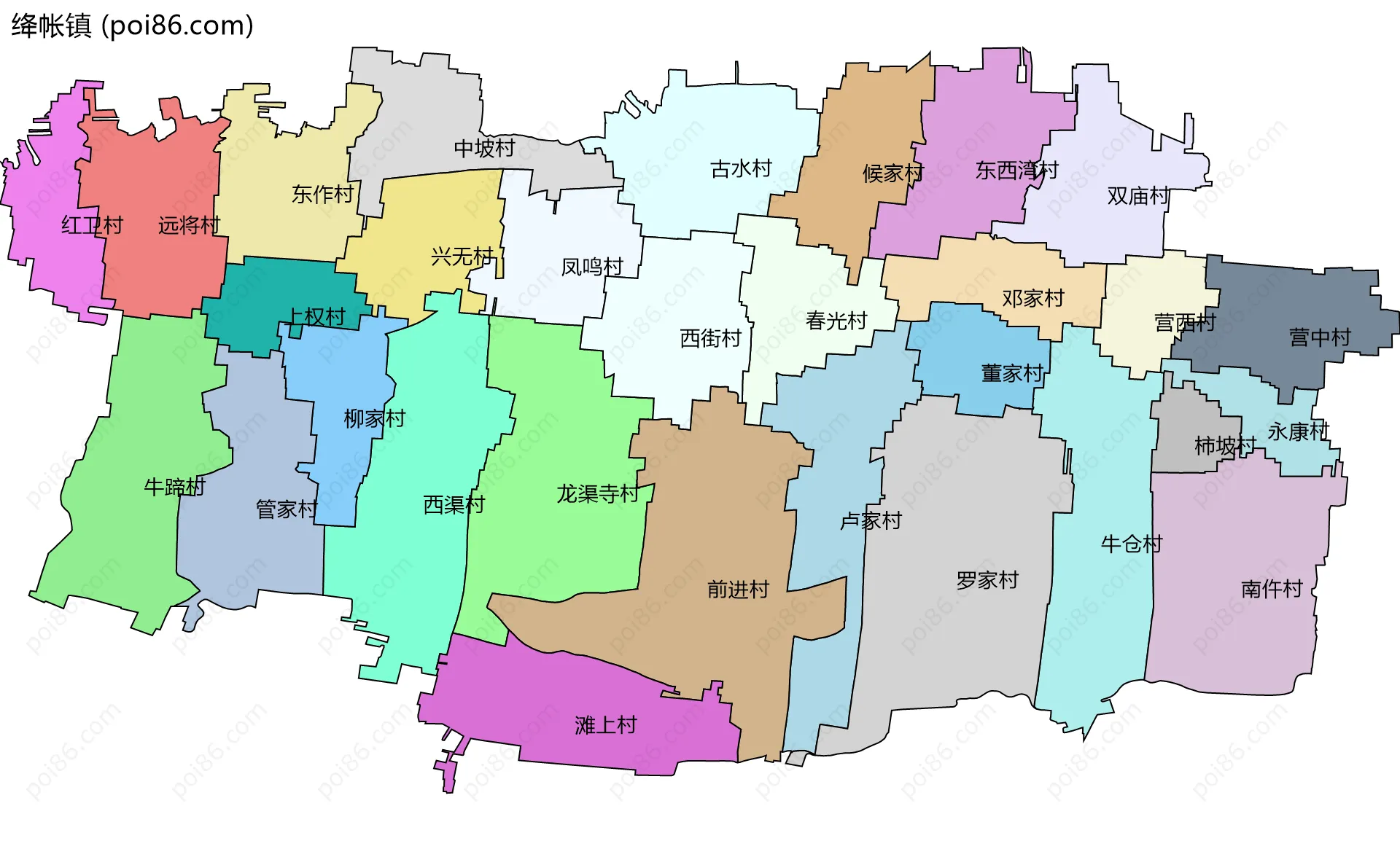 绛帐镇边界地图(五级行政区划)