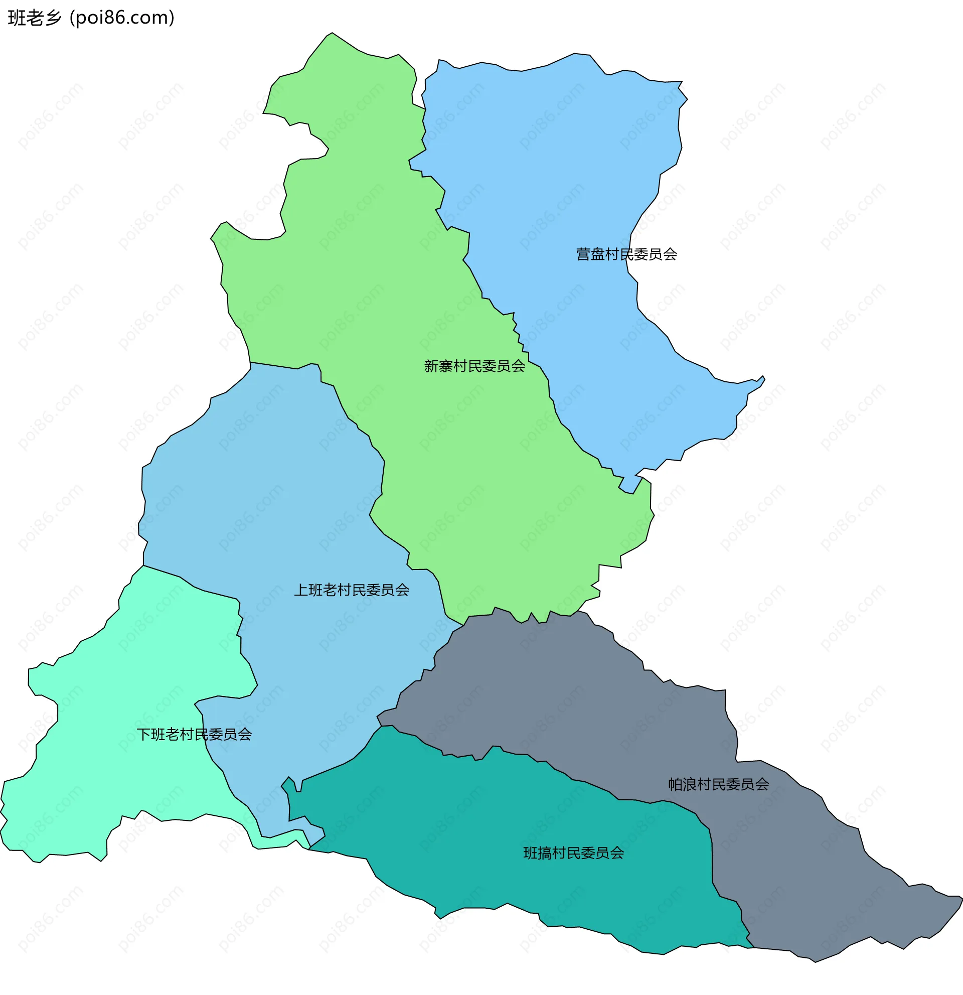班老乡边界地图(五级行政区划)