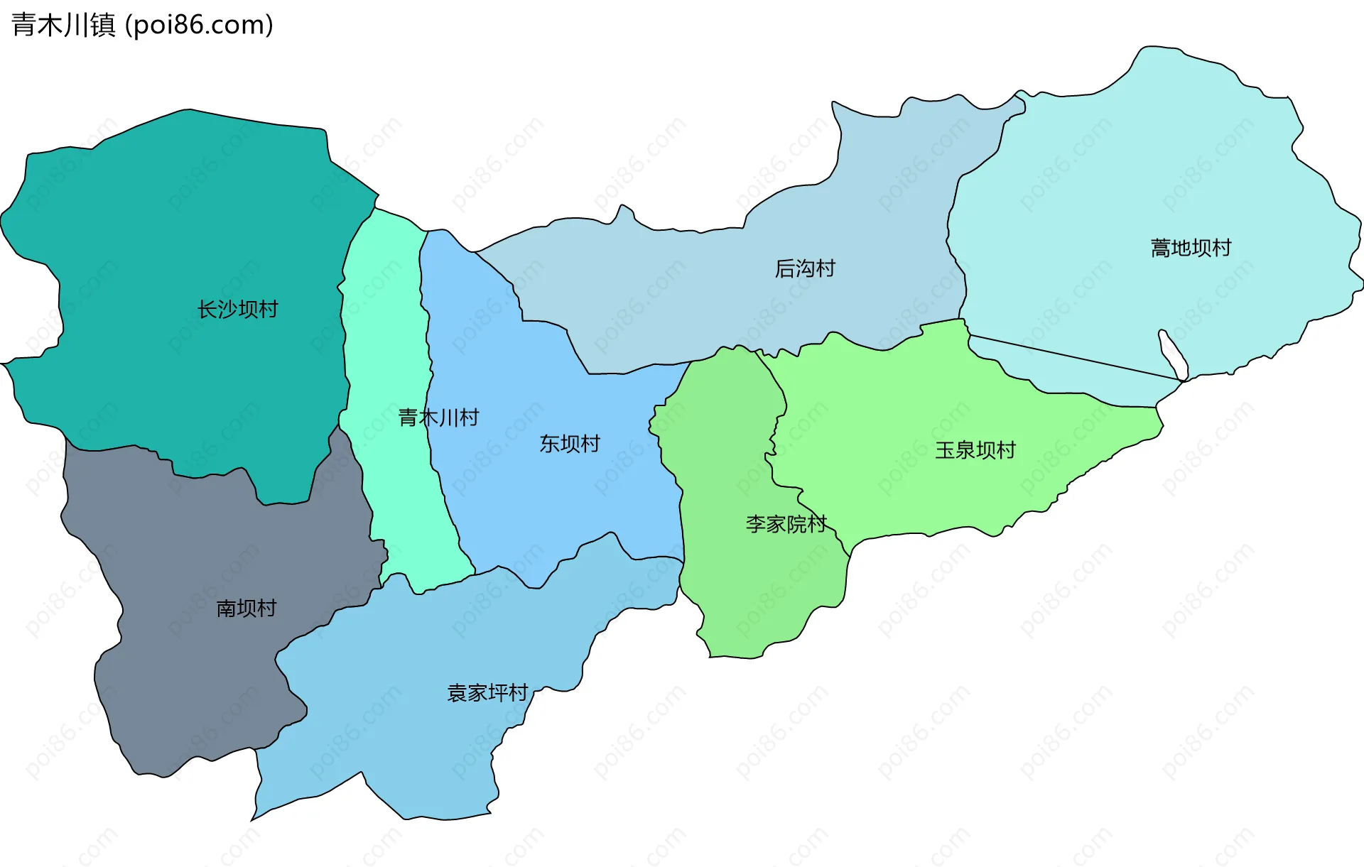 青木川镇边界地图(五级行政区划)