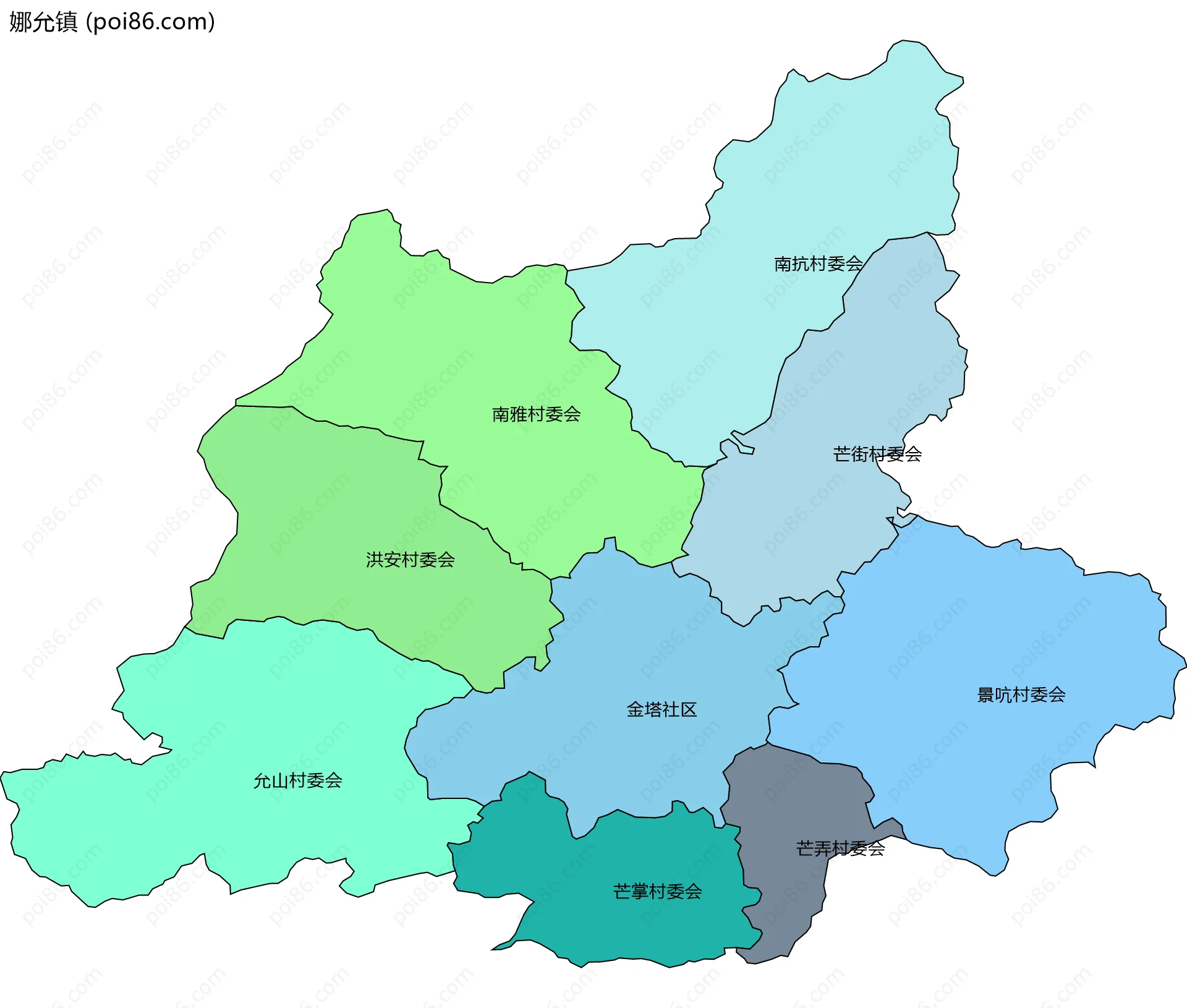 娜允镇边界地图(五级行政区划)
