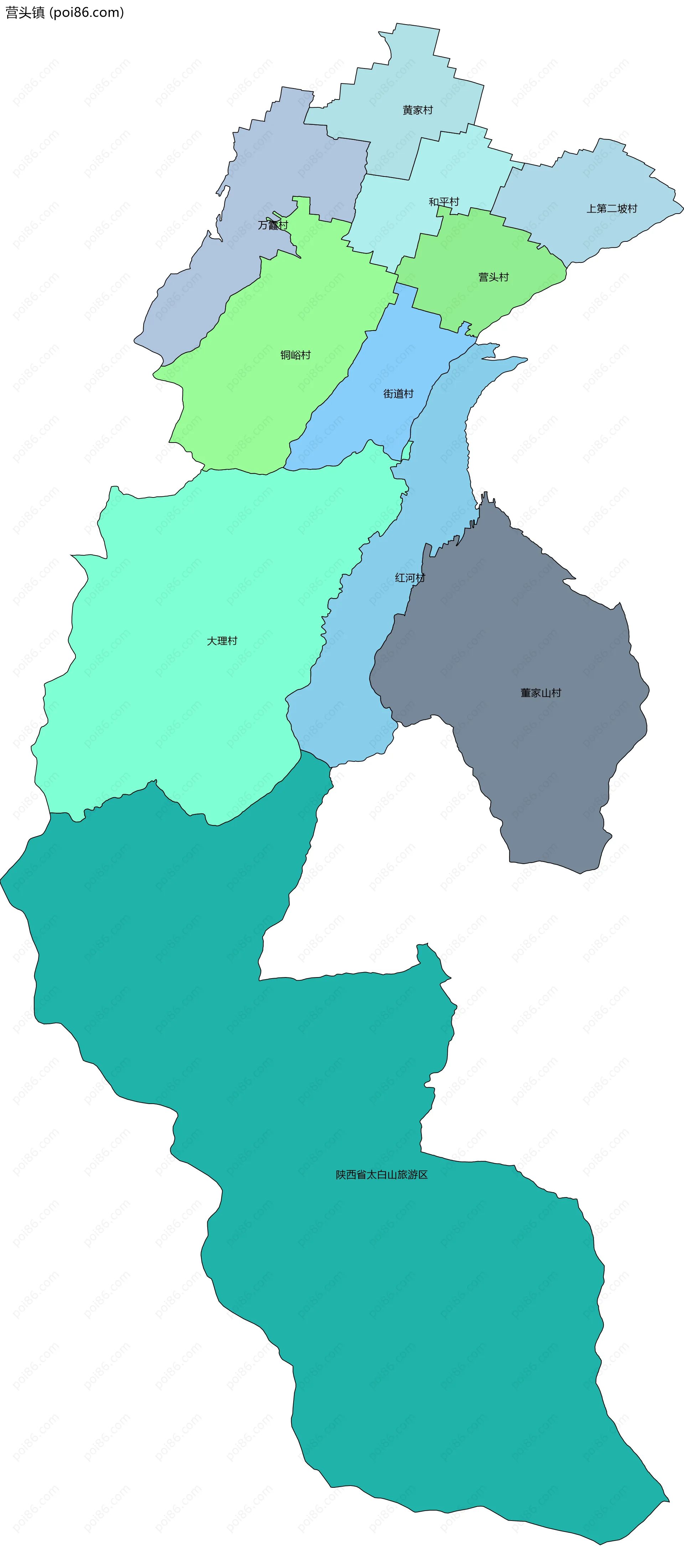 营头镇边界地图(五级行政区划)