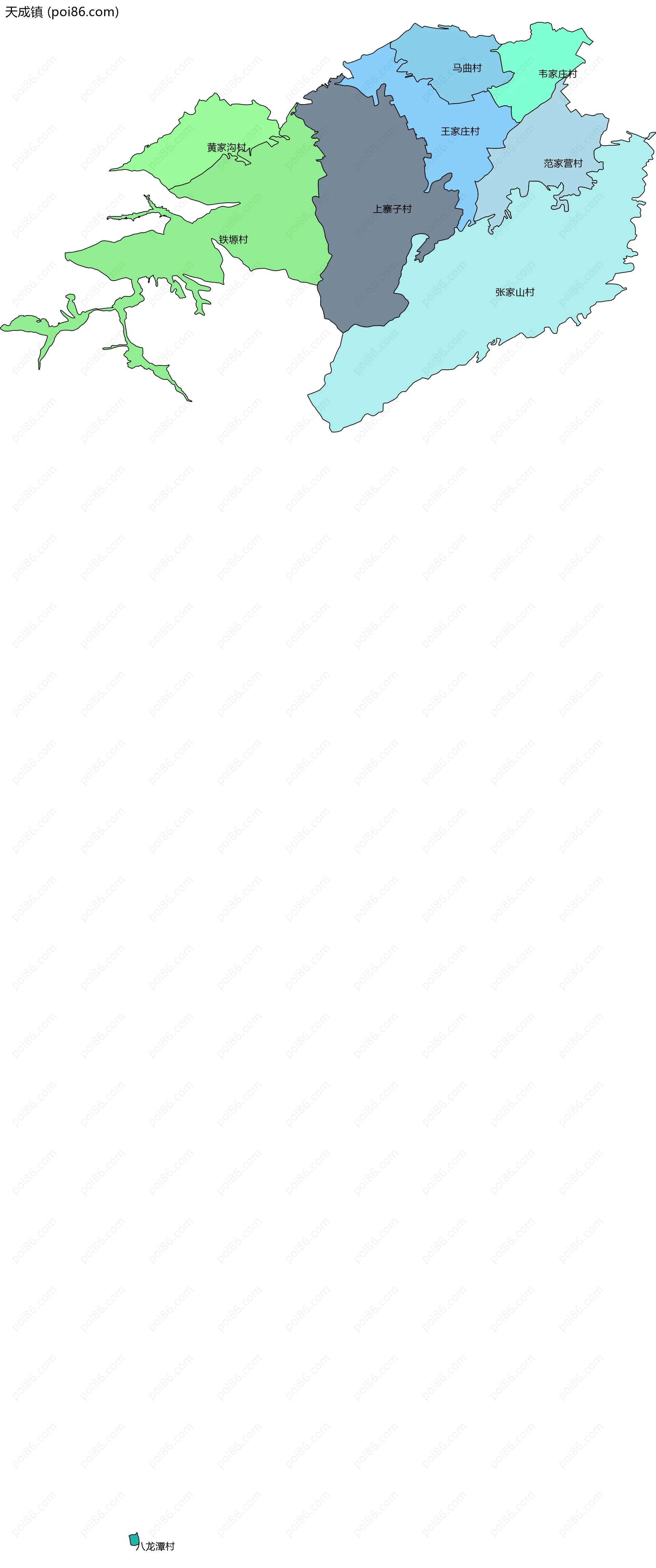天成镇边界地图(五级行政区划)