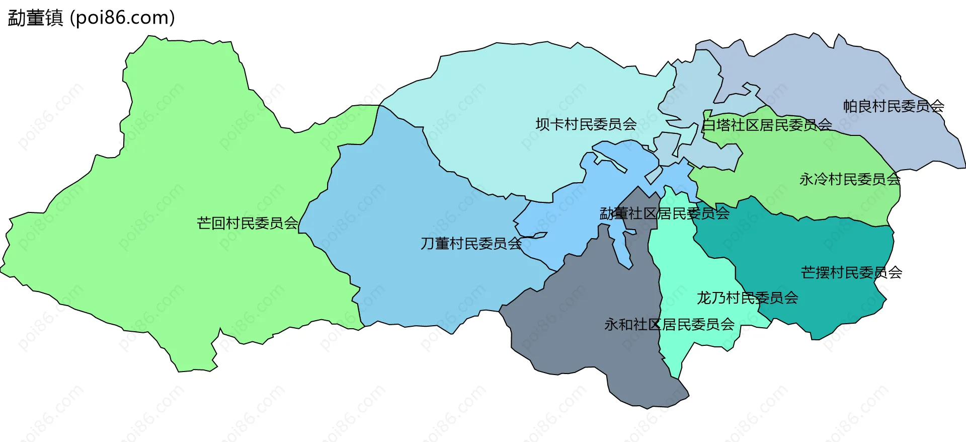 勐董镇边界地图(五级行政区划)